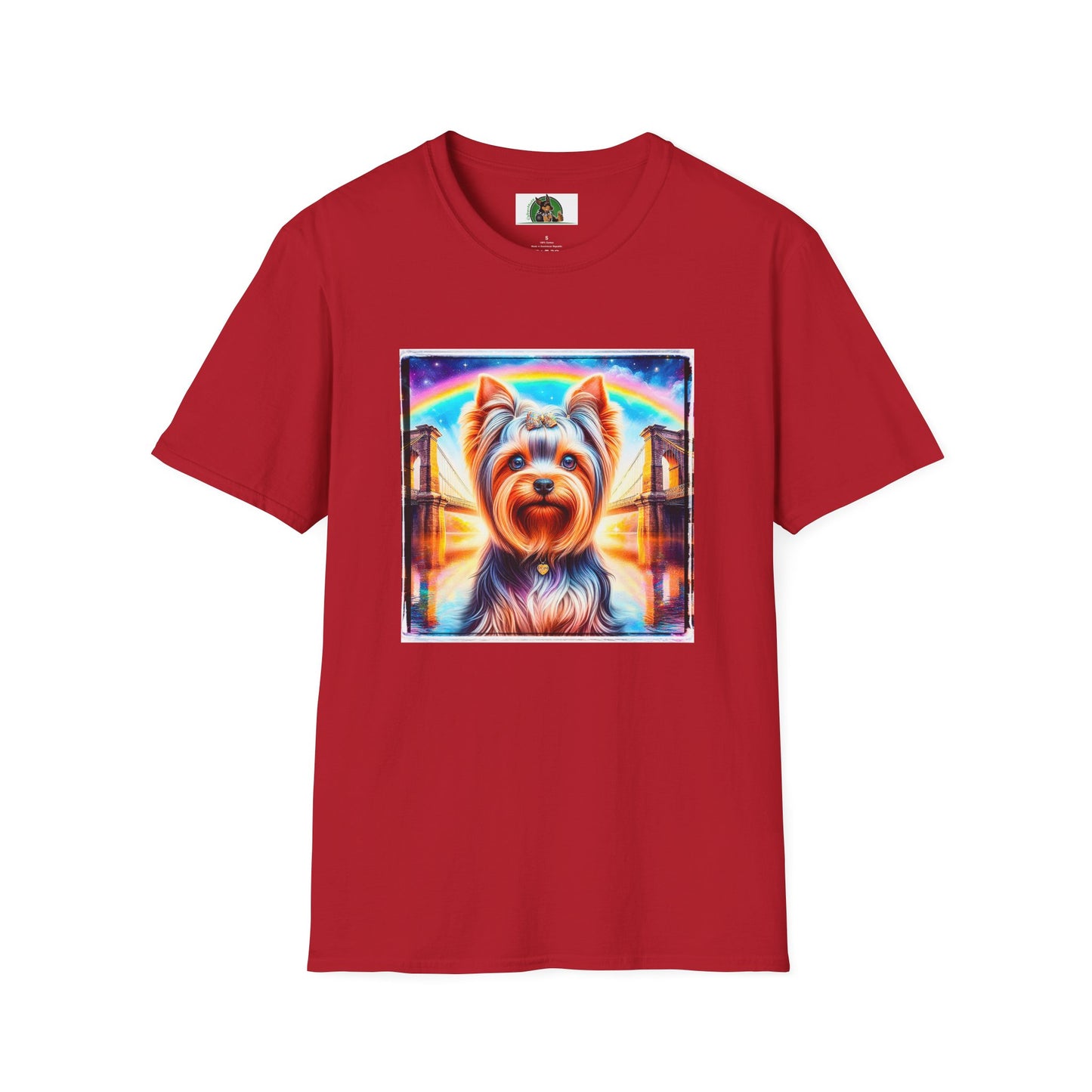 Yorkie rainbow bridge shirt T-Shirt Printify S Cherry Red