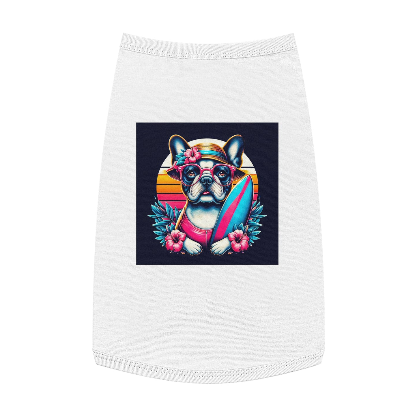 Pet Tank Top French Bulldog pretty flowers t shirt Pets Printify L White
