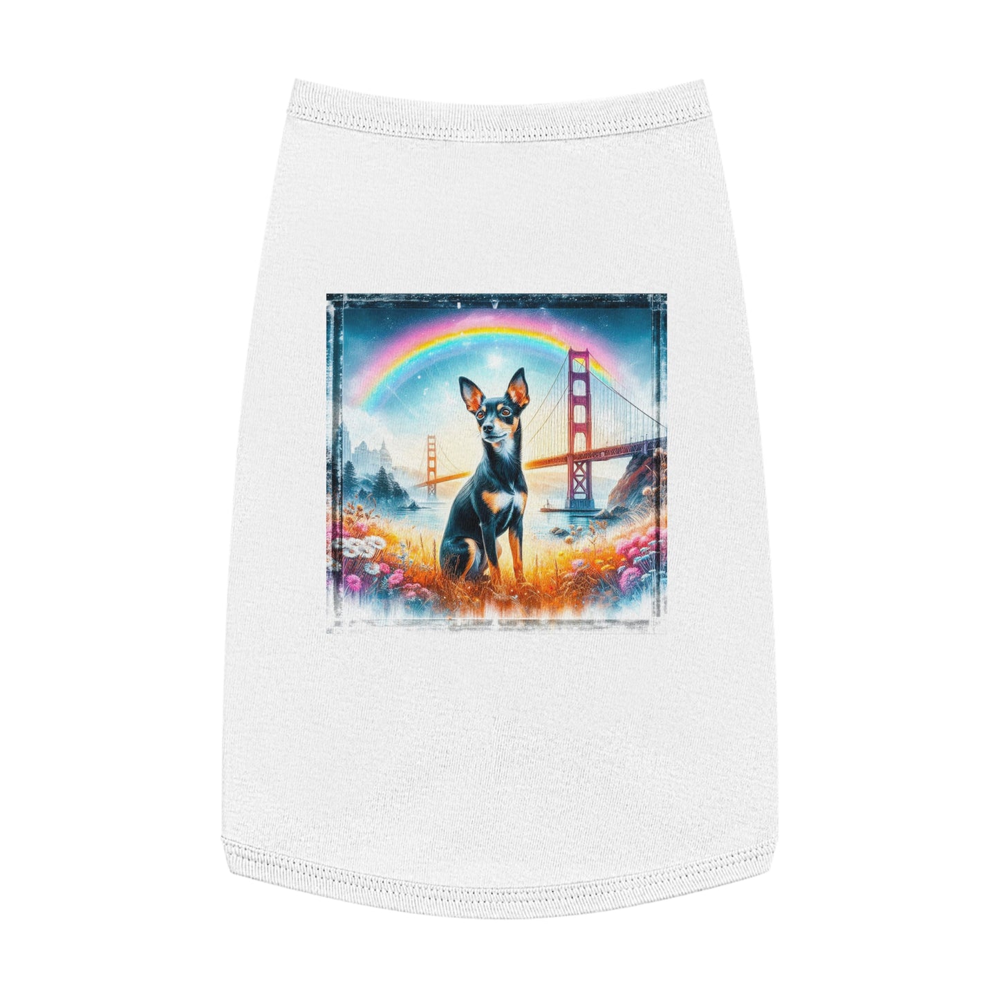 Pet Tank Top Rat Terrier rainbow bridge Pets Printify L White