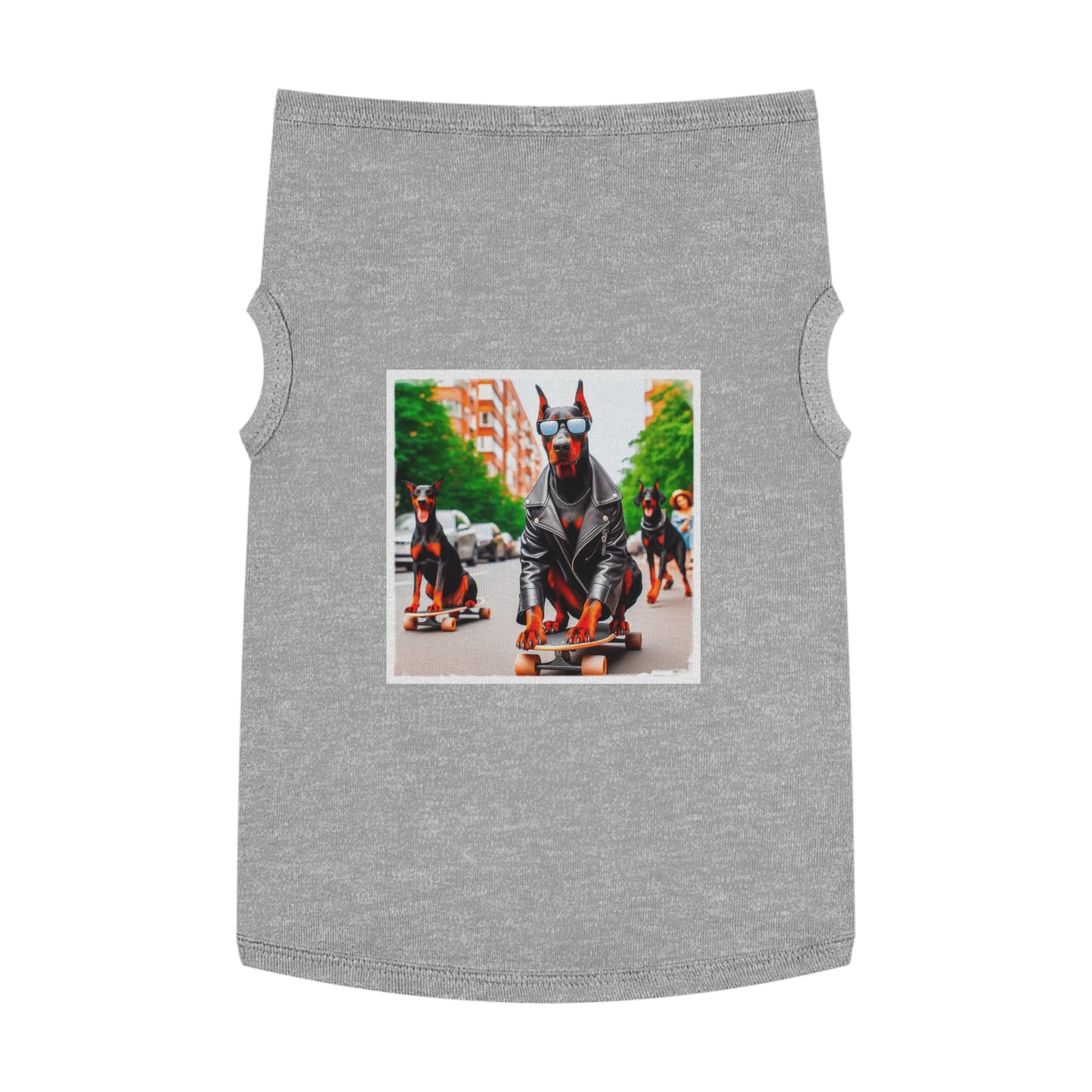 Pet Tank Top Doberman skating fun t shirt Pets Printify XL Heather