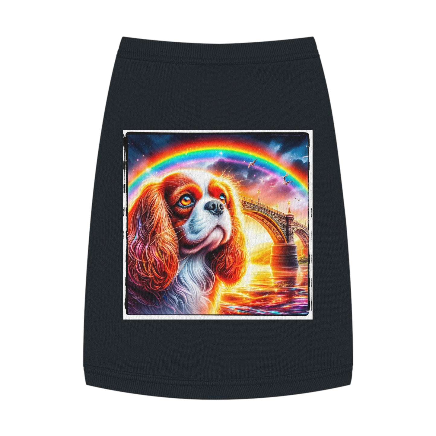 Pet Tank Top Cavalier King Charles Spaniel Rainbow bridge T Shirt Pets Printify M Black