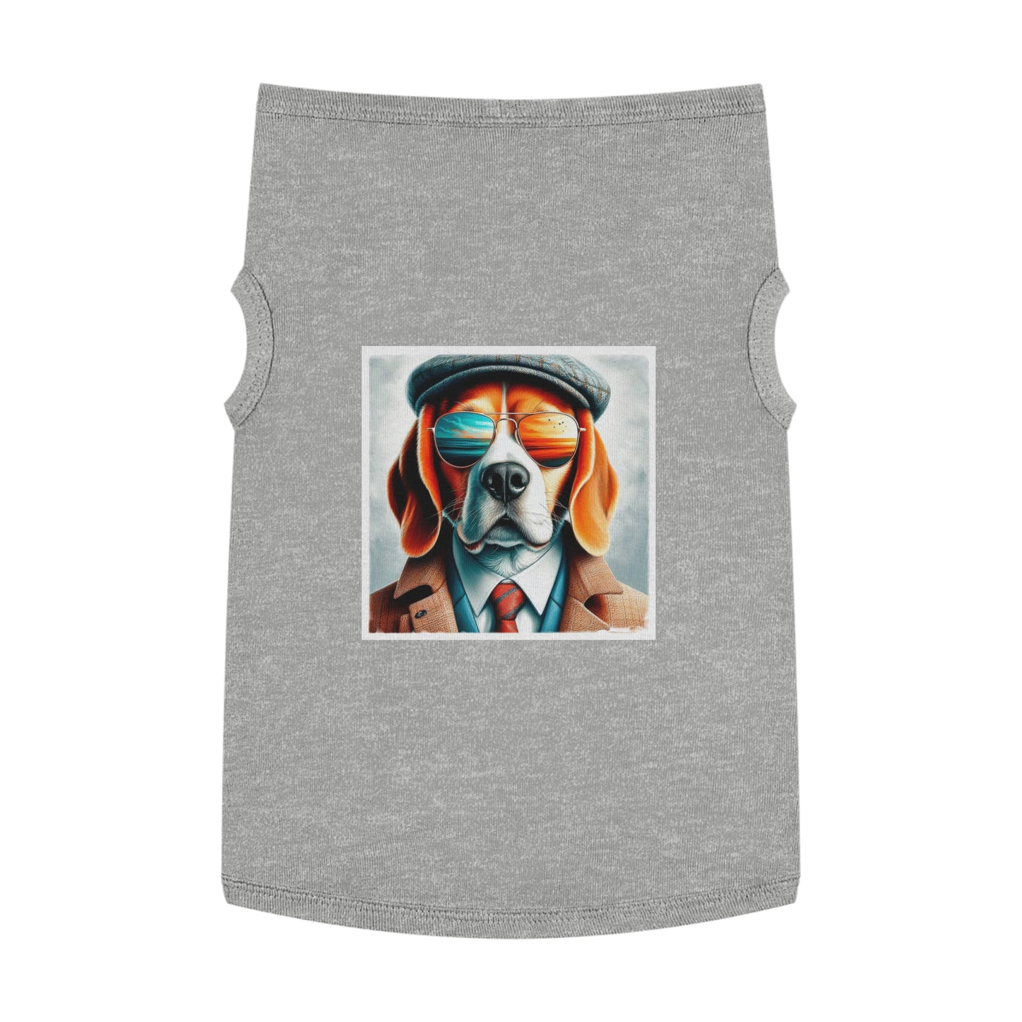 Pet Tank Top Beagle Dog Wearing Jacket And Hat Pets Printify XL Heather