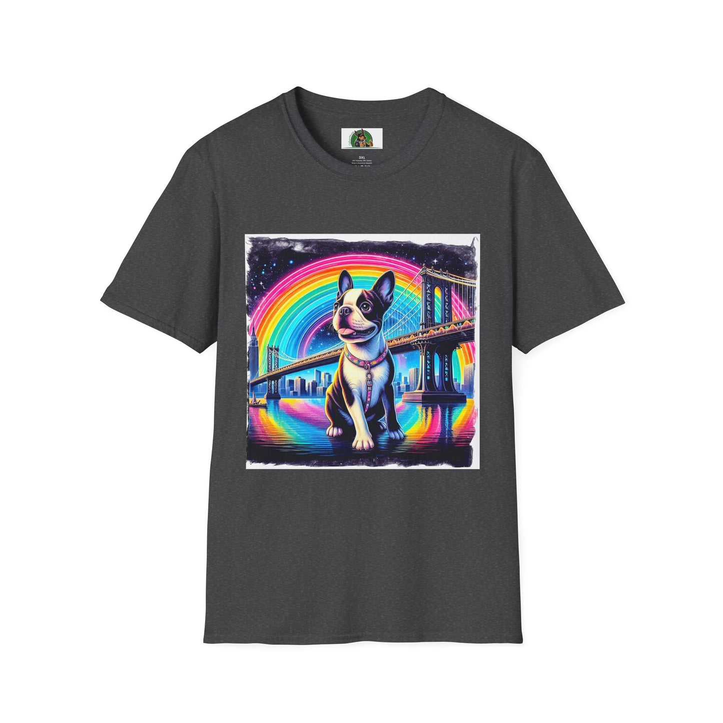 Boston Terrier Rainbow Bridge Shirt T-Shirt Printify XS Dark Heather