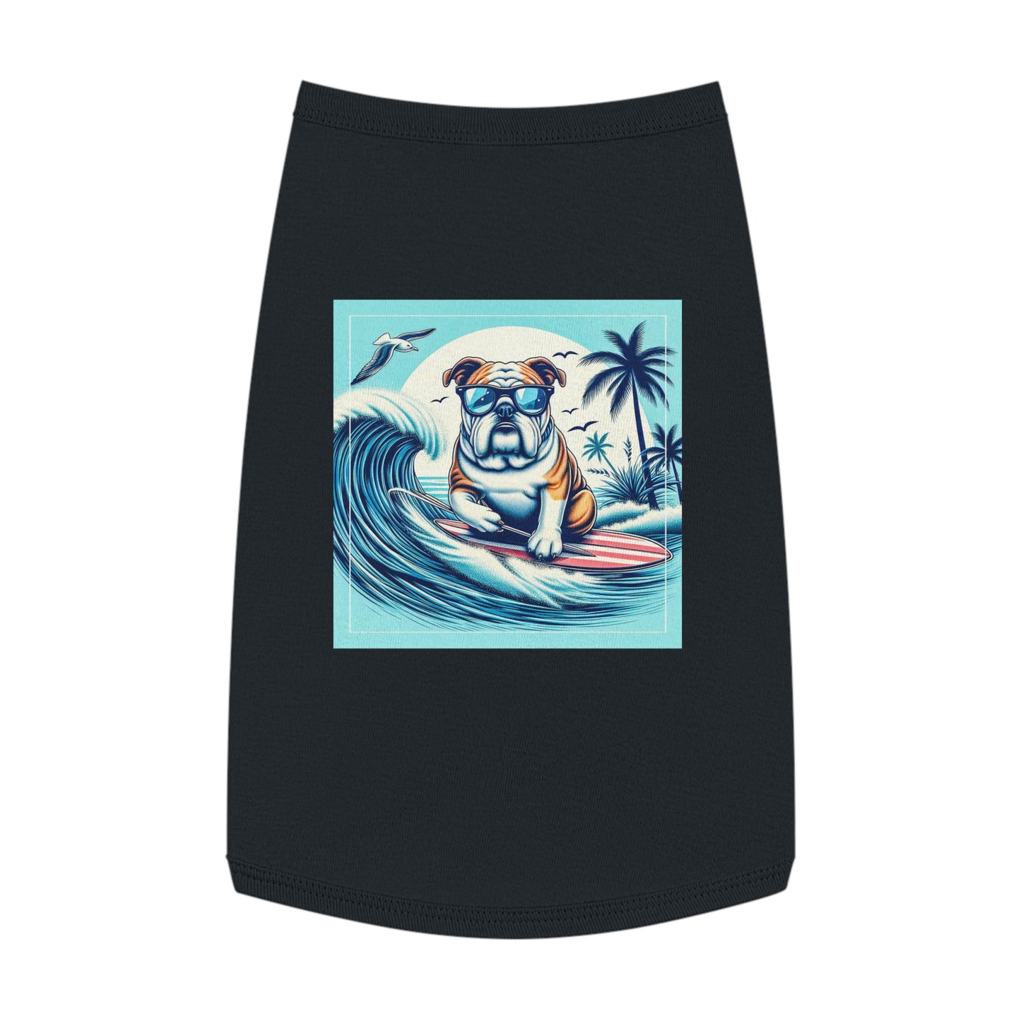 Pet Tank Top Bulldog waves t shirt Pets Printify