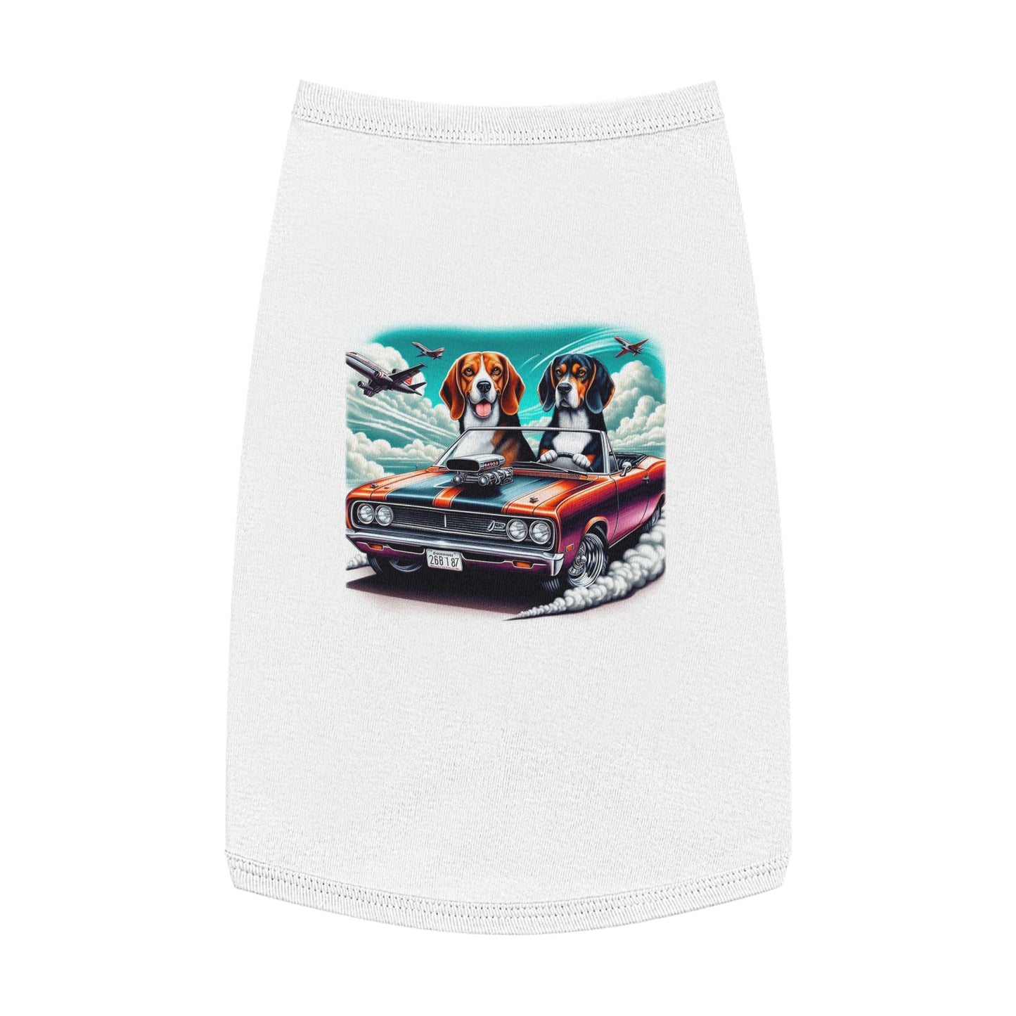 Pet Tank Top Wacky Beagle Dogs In Race Car Pets Printify L White