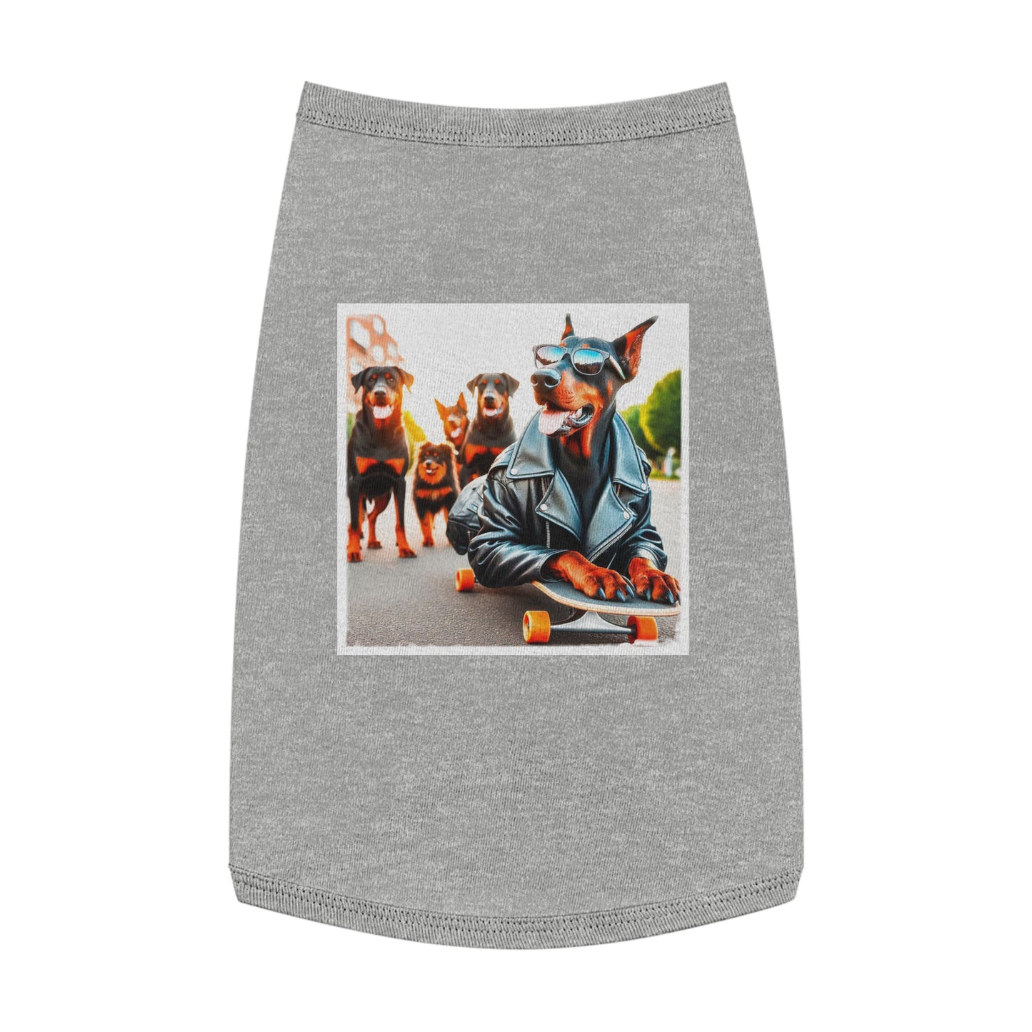 Pet Tank Top Doberman skateboard crew t shirt Pets Printify L Heather