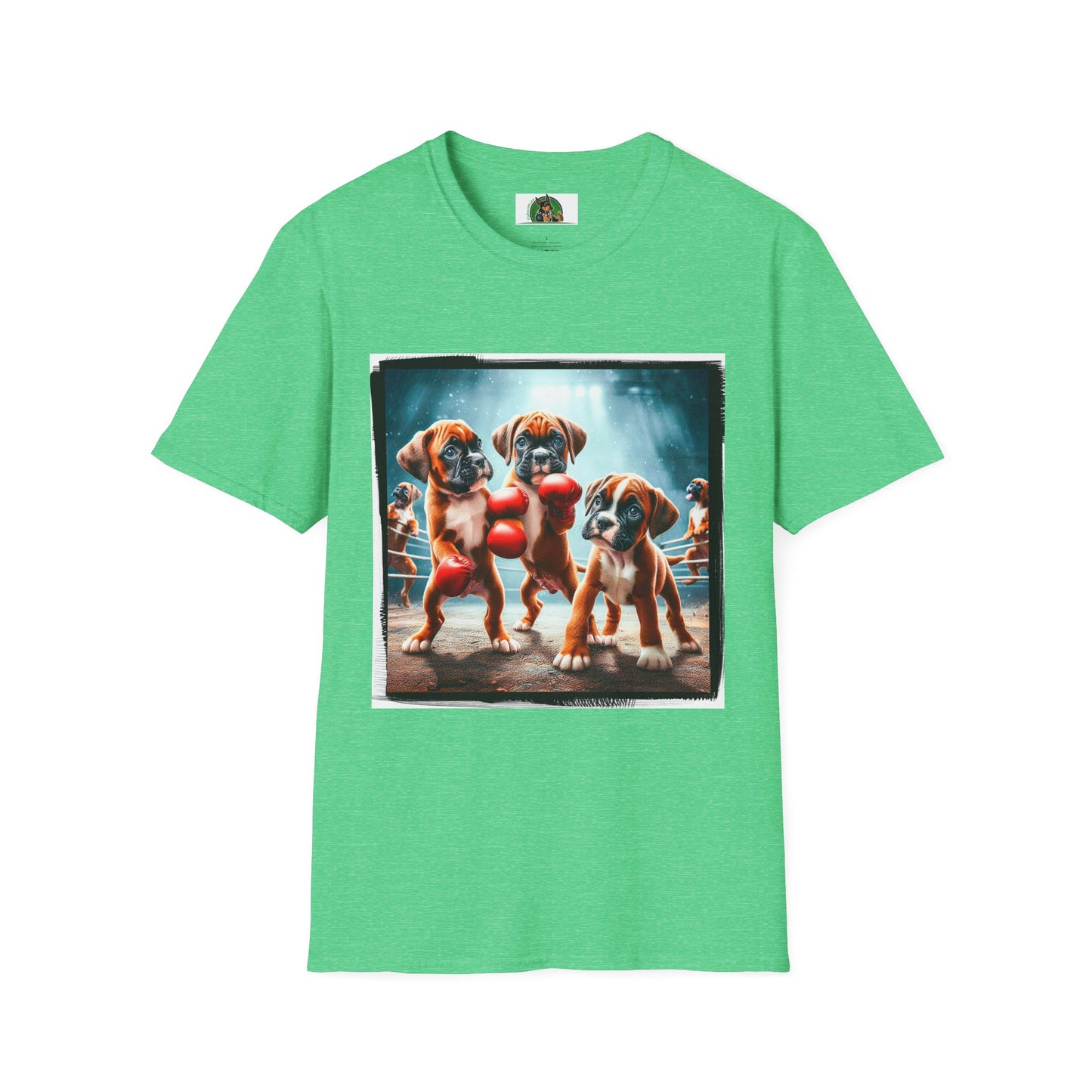 Boxer Puppies In Boxing Ring Shirt T-Shirt Printify S Heather Irish Green