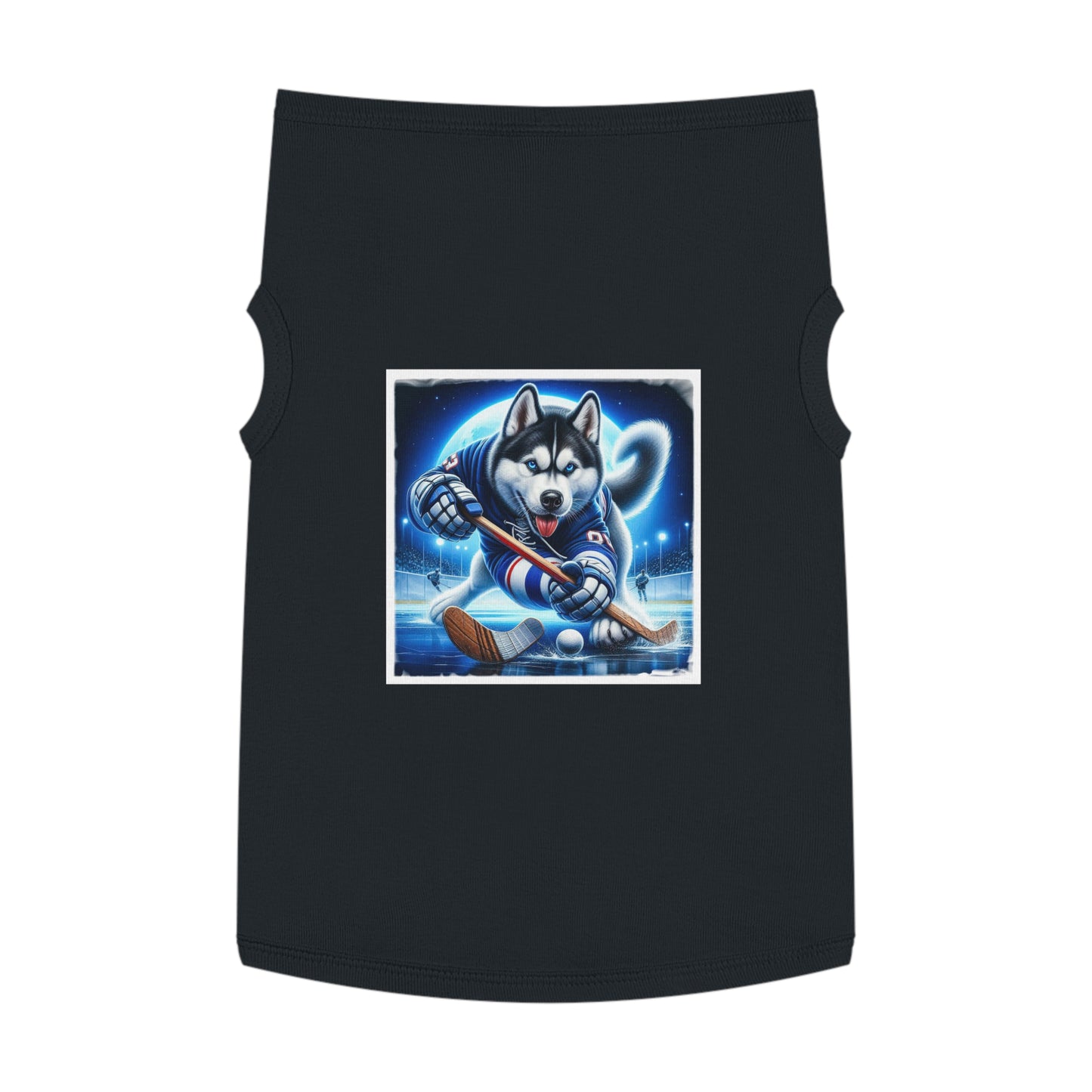Pet Tank Top Husky hockey player Pets Printify XL Black