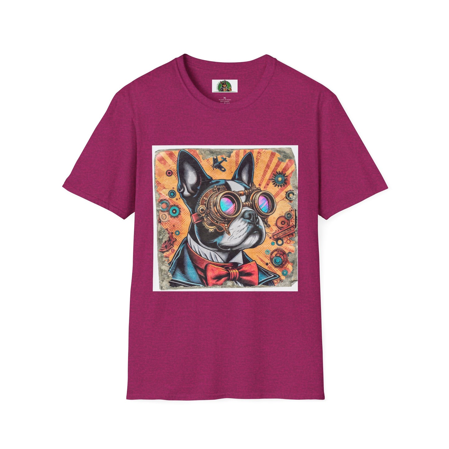 Steampunk Boston Terrier T-Shirt T-Shirt Printify S Antique Heliconia
