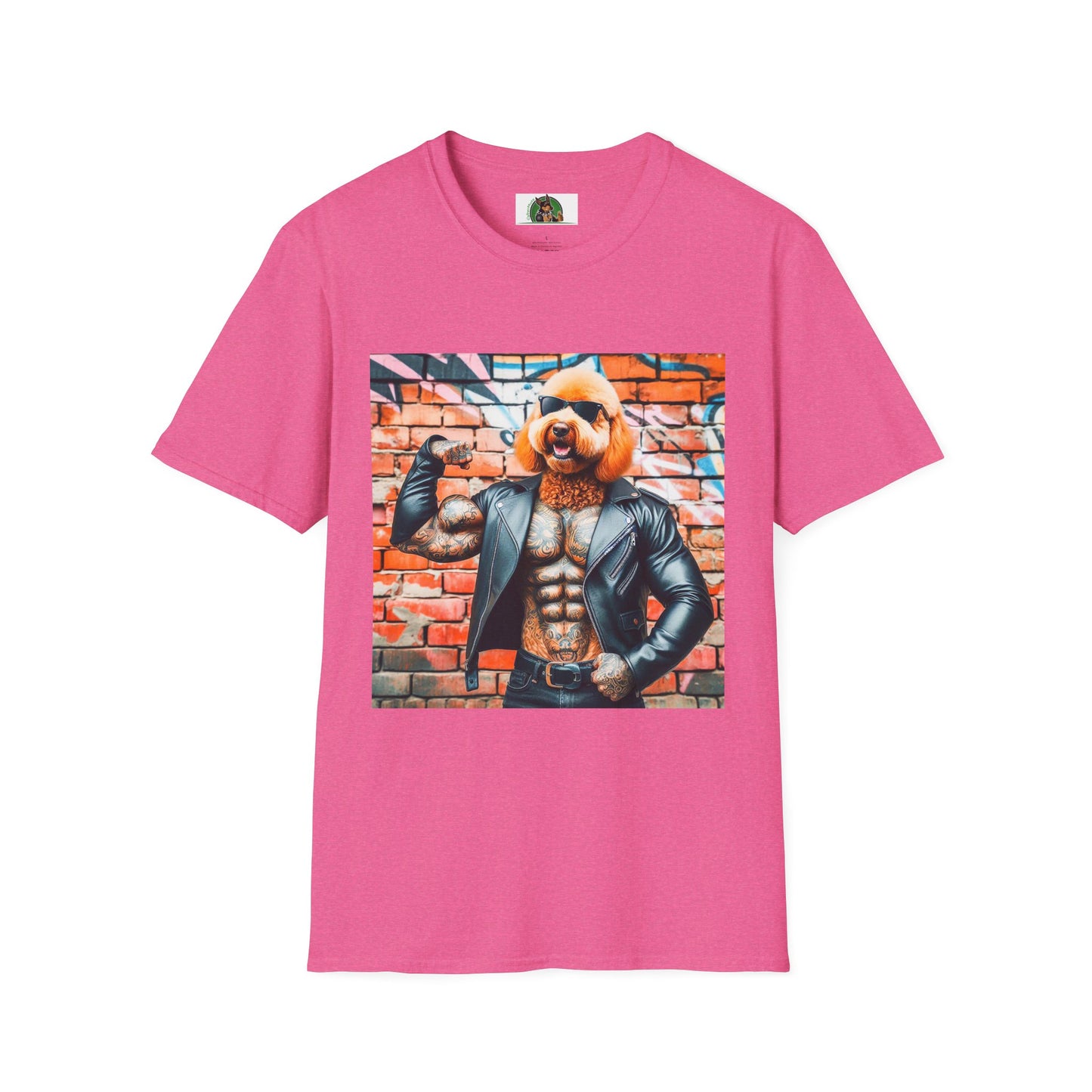 Golden Doodle muscles t shirt T-Shirt Printify S Heather Heliconia