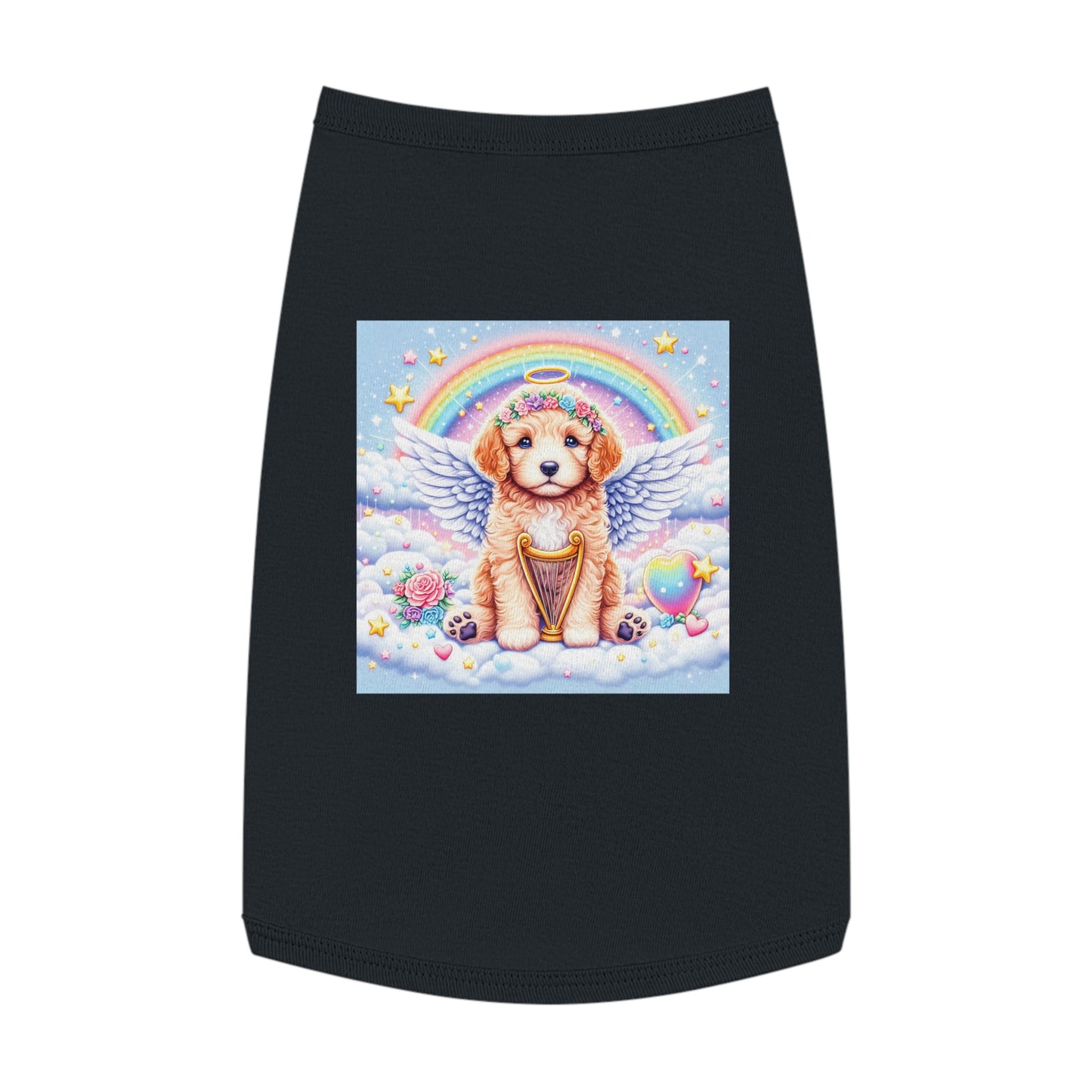 Pet Tank Golden Doodle baby Angel shirt Pets Printify L Black