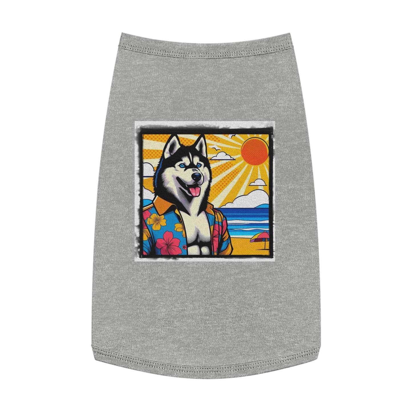 Pet Tank Top Husky beach day Pets Printify L Heather