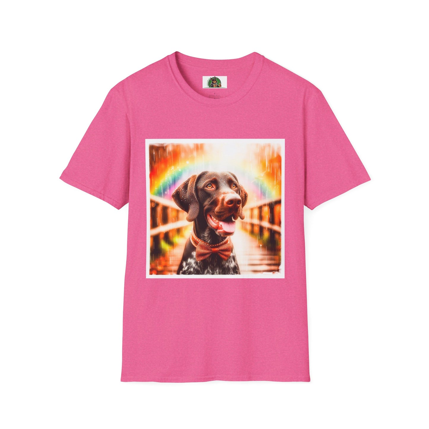 German Shorthaired Pointer rainy day t shirt T-Shirt Printify S Heather Heliconia