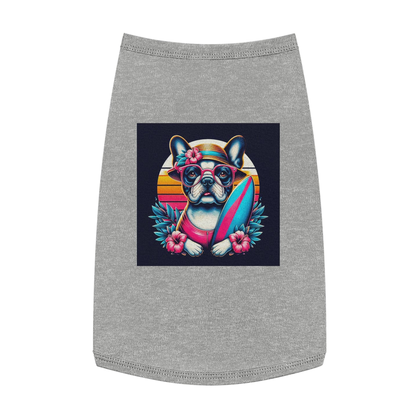 Pet Tank Top French Bulldog pretty flowers t shirt Pets Printify L Heather