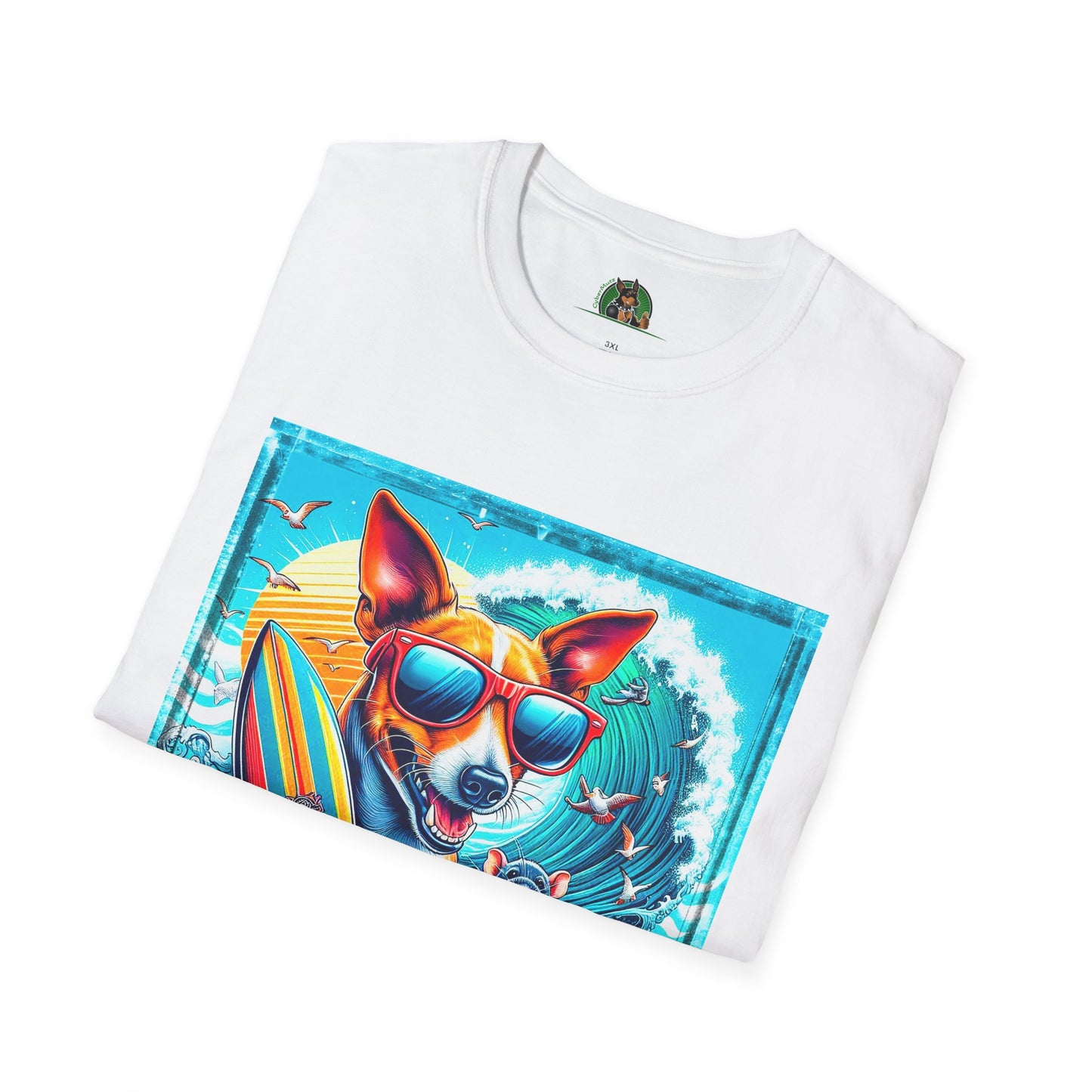 Rat Terrier T-Shirt puppy surfing T-Shirt Printify