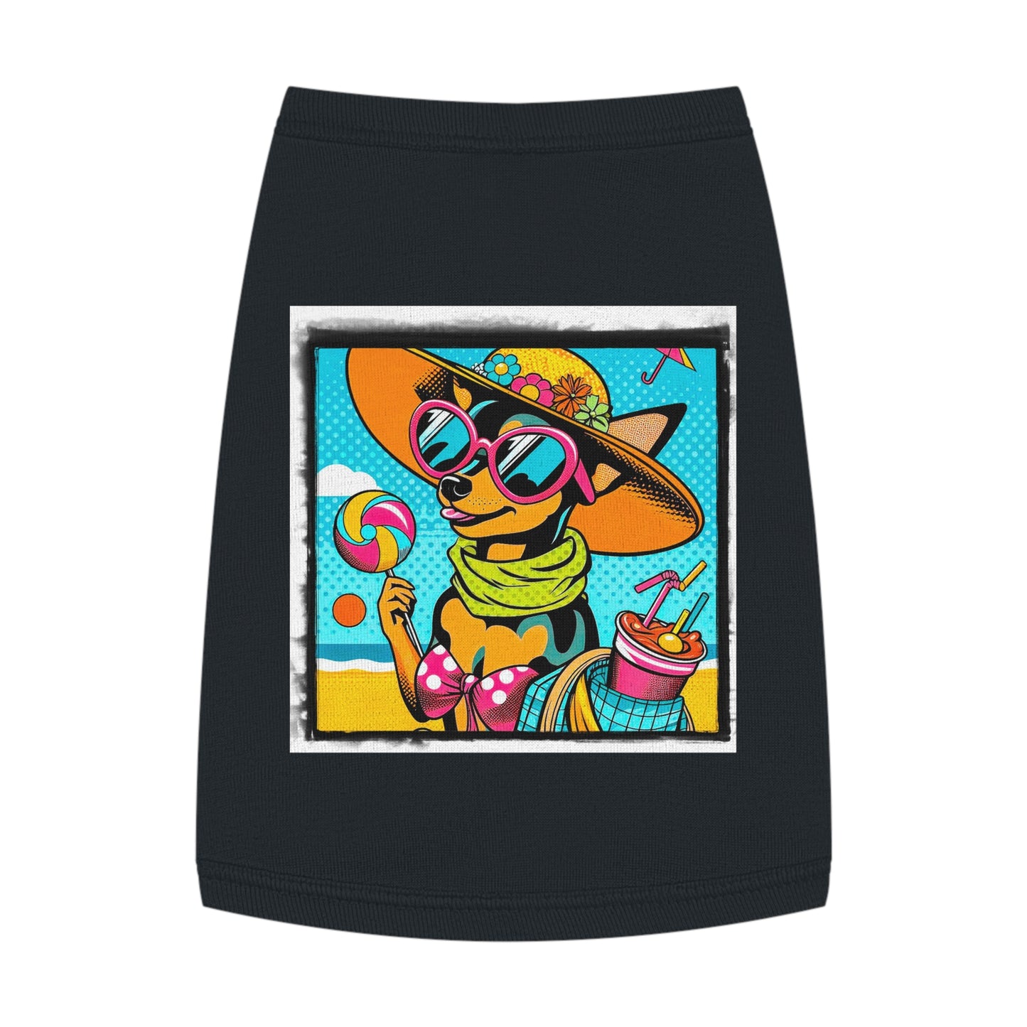 Min Pin Tank Tops beach babe Pets Printify M Black