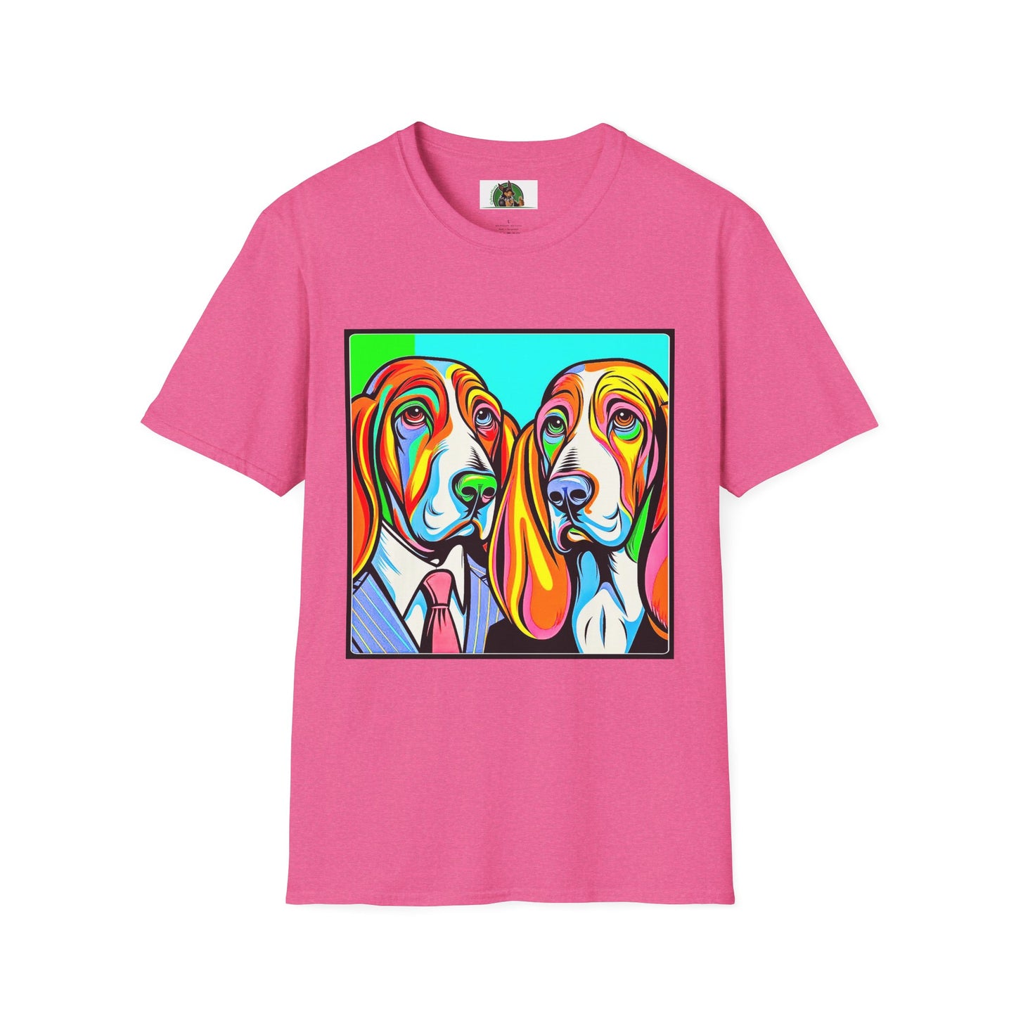 Basset Hound Couple Profile Pic T-Shirt Printify S Heather Heliconia
