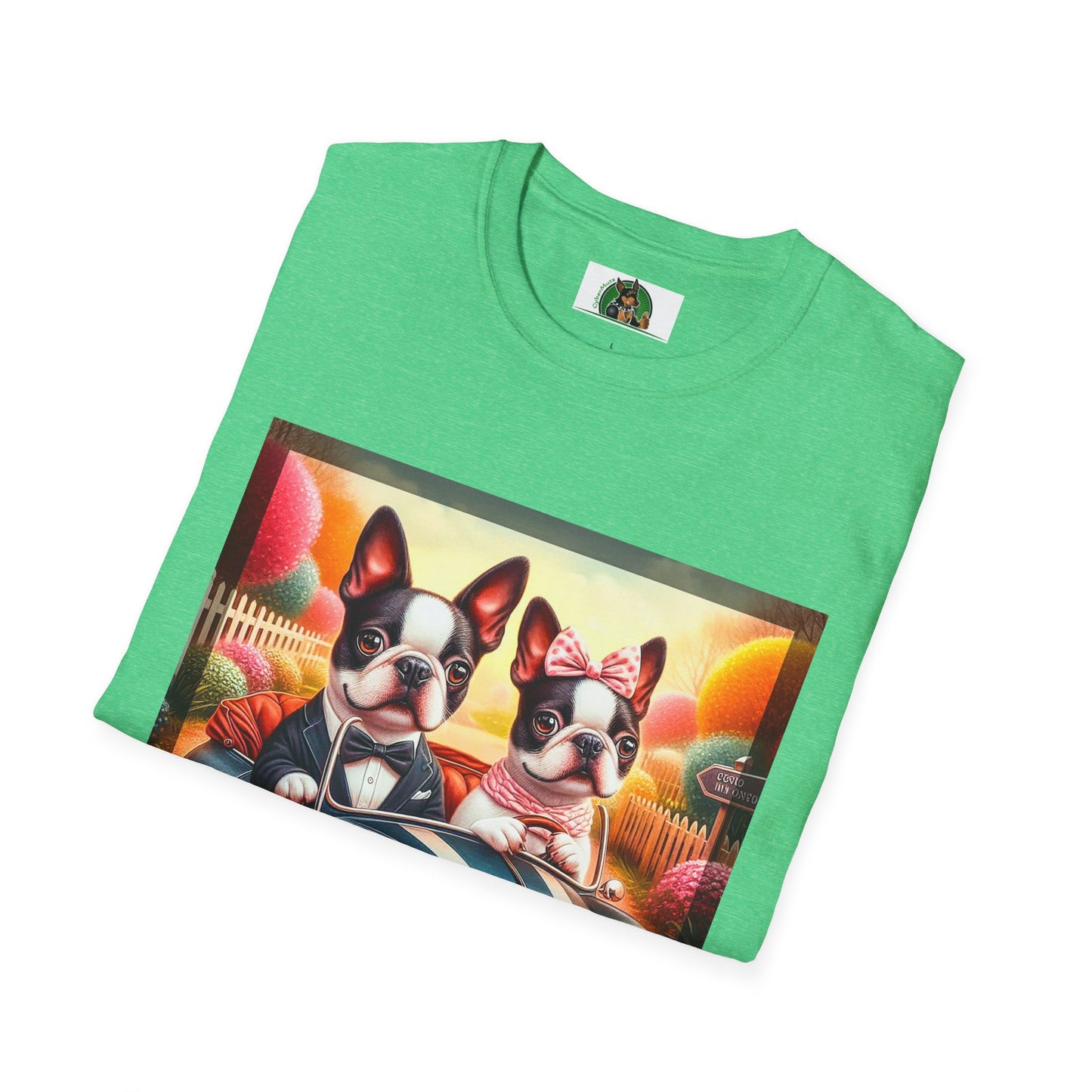 Wacky Boston Terrier Cute Dogs In Tiny Car Shirt T-Shirt Printify