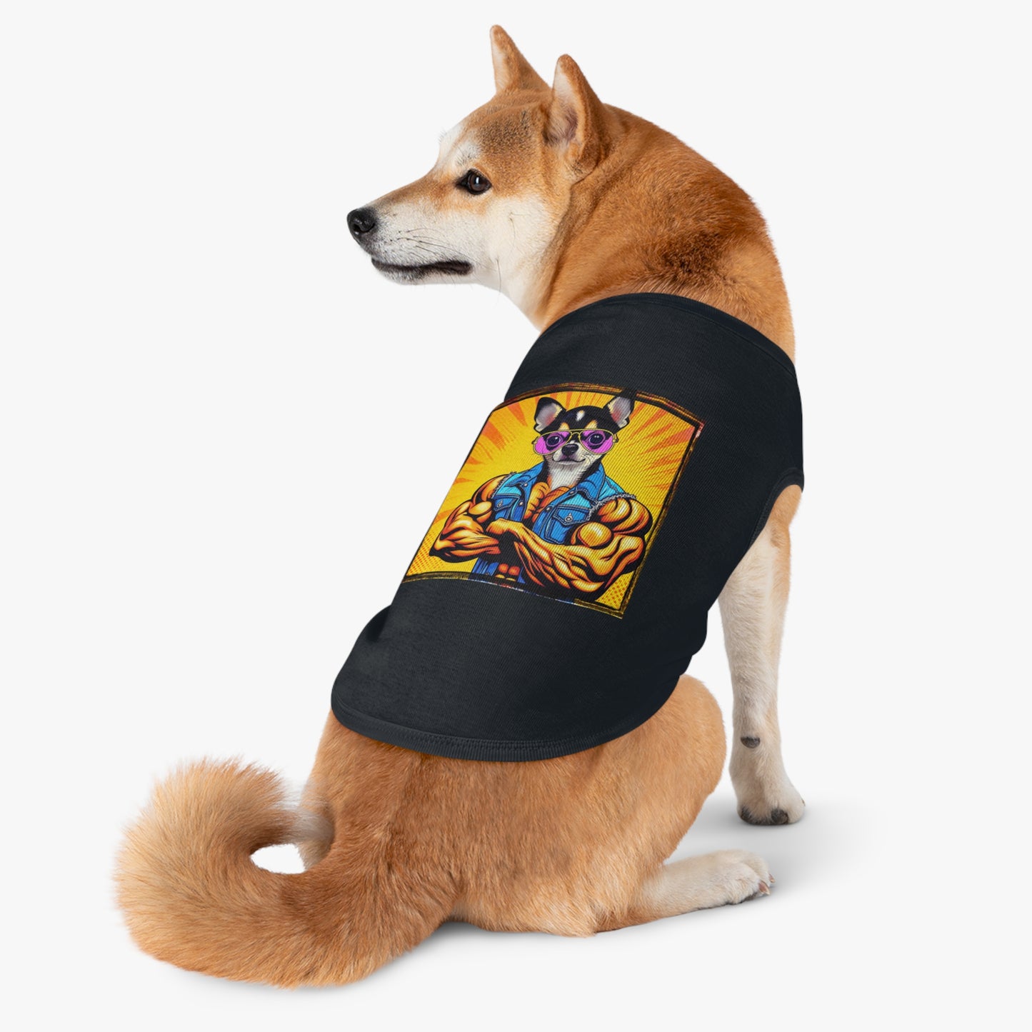 Pet Tank Top Chihuahua golden muscles t shirt Pets Printify