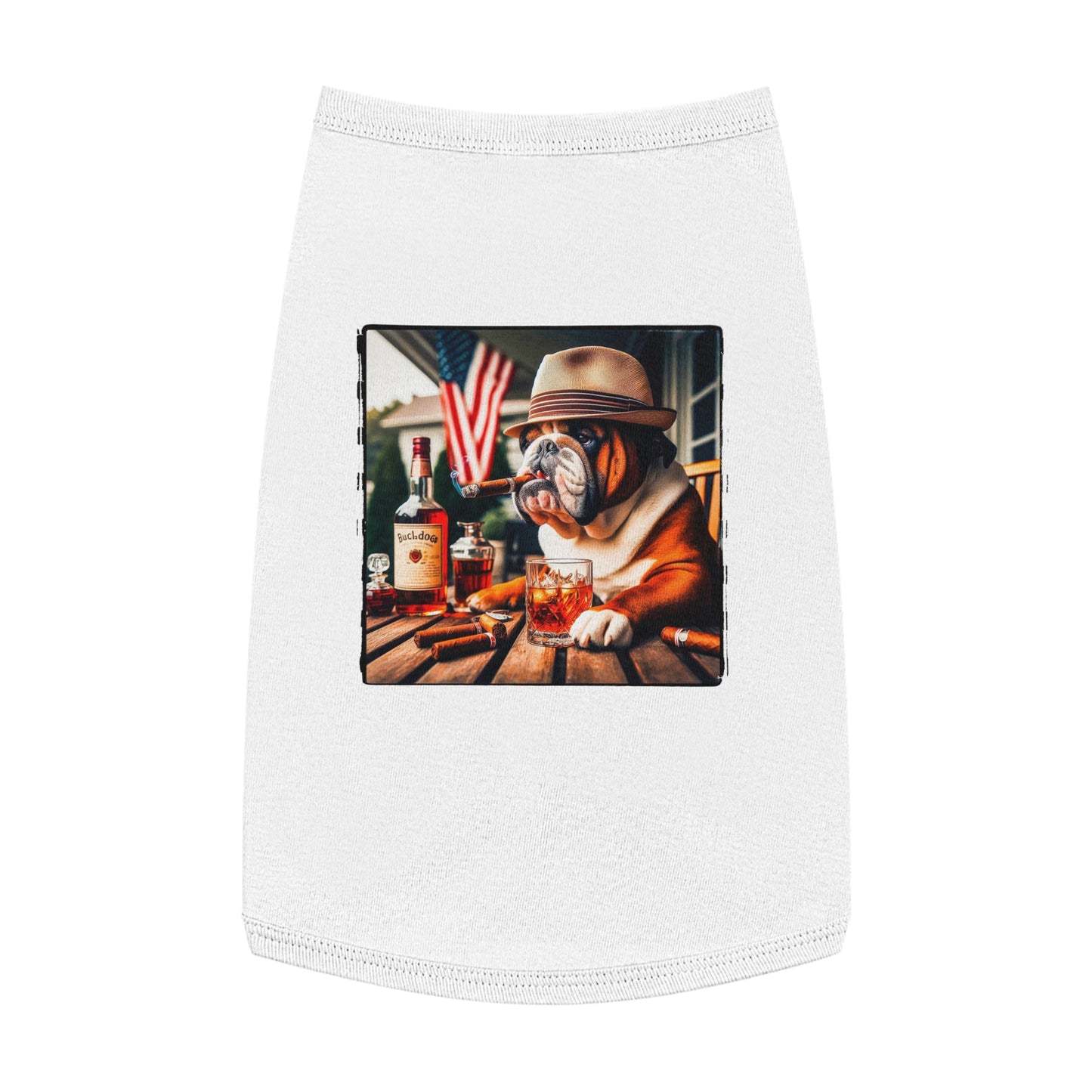 Pet Tank Top Bulldog cigar chilling t shirt Pets Printify L White