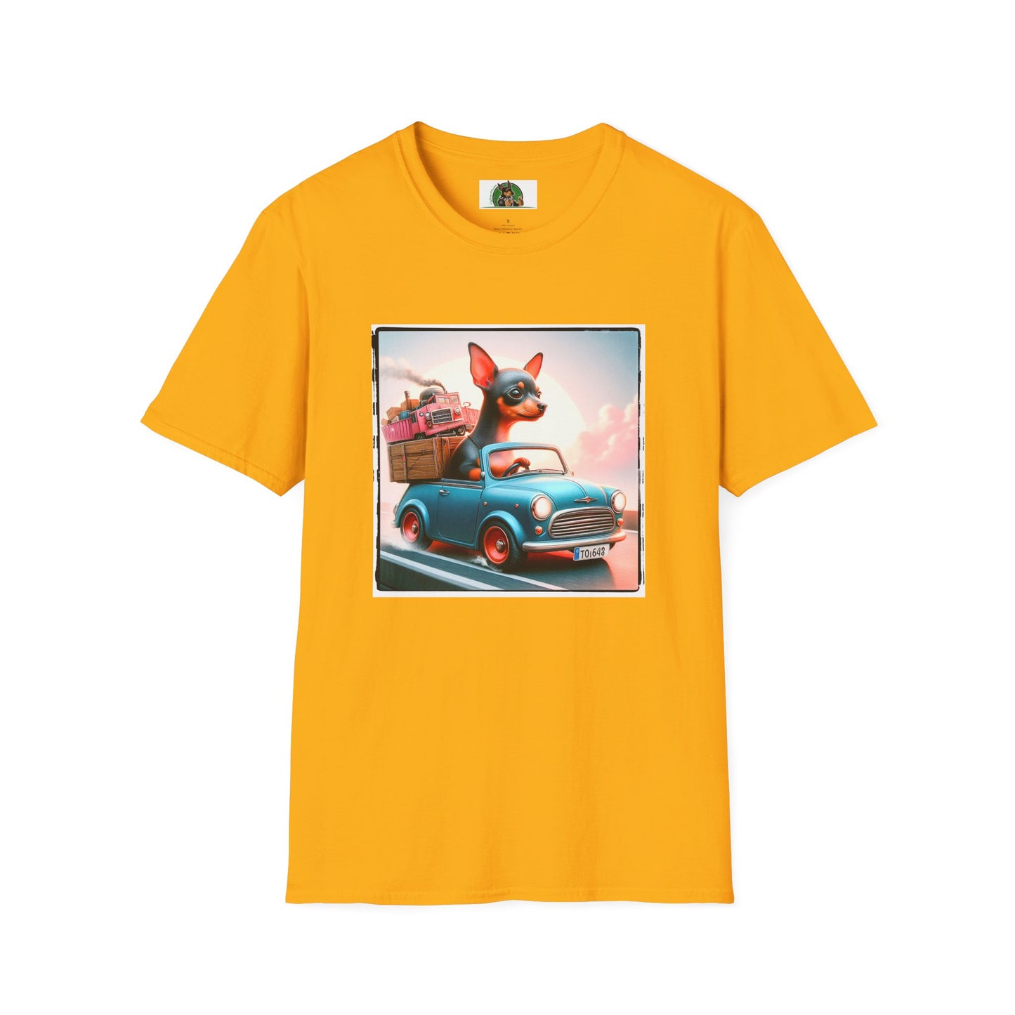 Min Pin T-Shirt tiny baby driver T-Shirt Printify S Gold