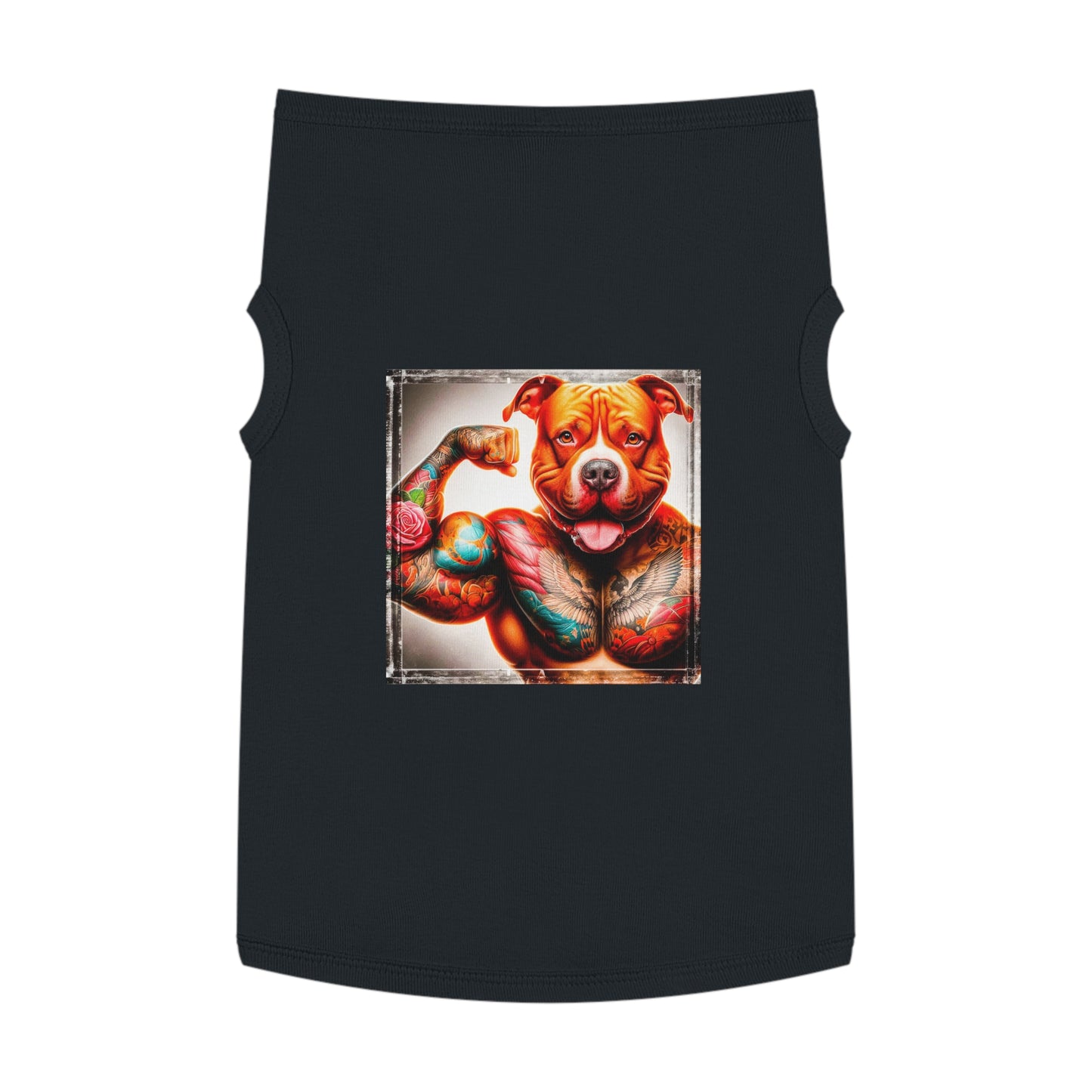 Pet Tank Top Pit Bull arm muscles Pets Printify XL Black