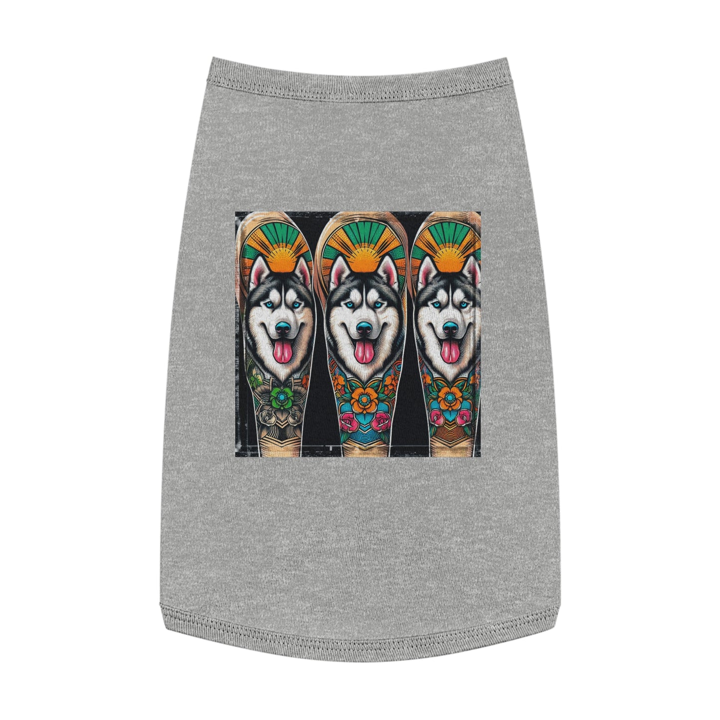 Pet Tank Top Husky fun tattoo Pets Printify L Heather