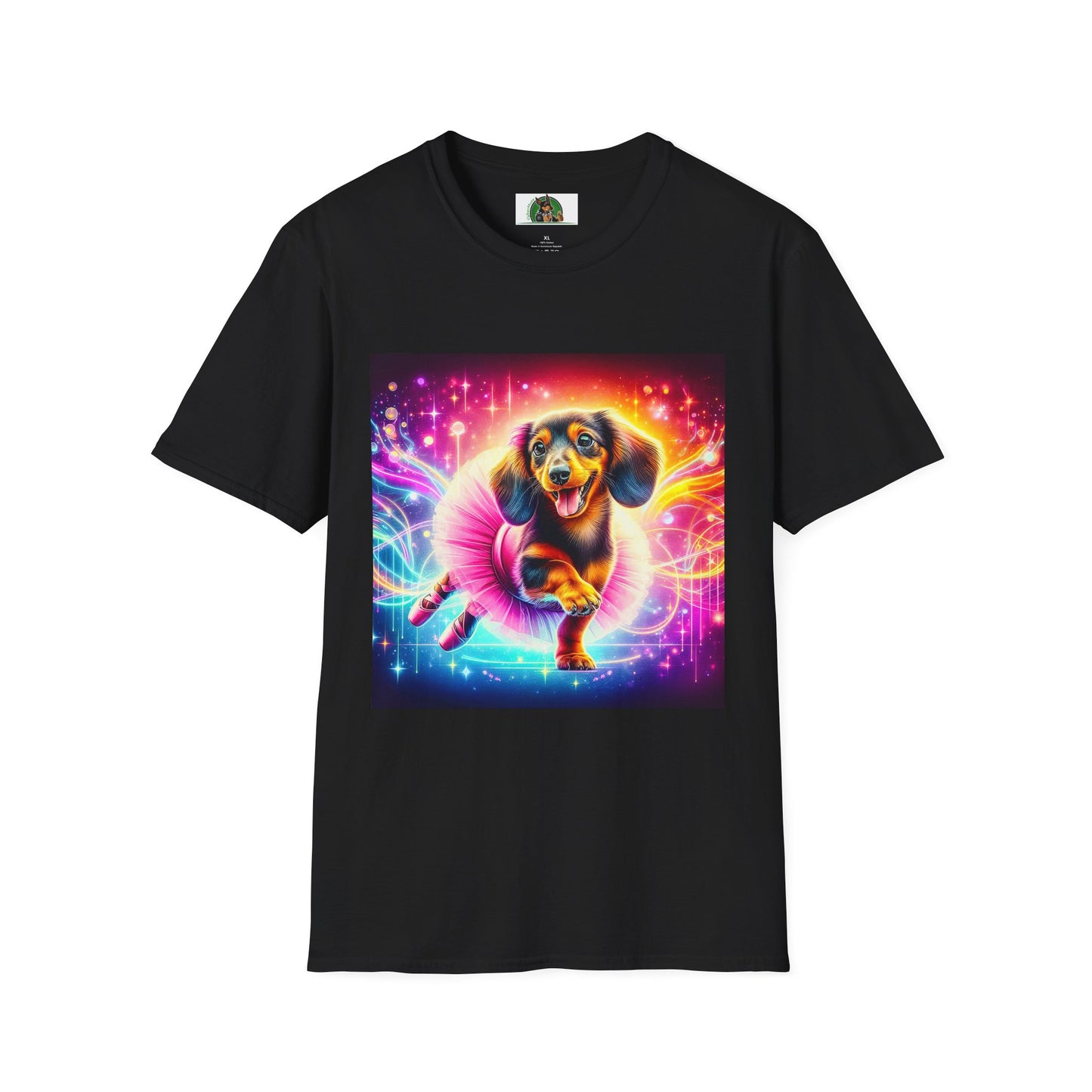 Dachshund dancing ballerina t shirt T-Shirt Printify S Black