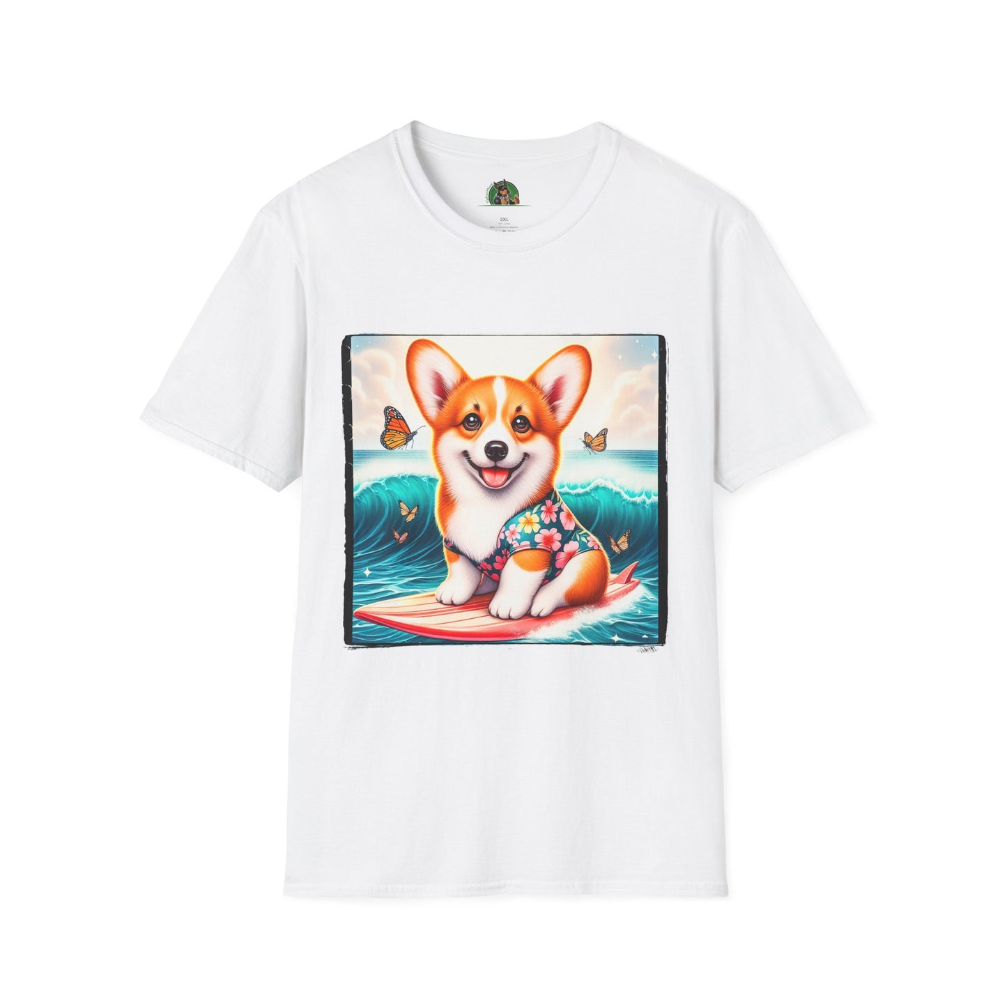 Pembroke Welsh Corgi tiny surfer T-Shirt Printify XS White