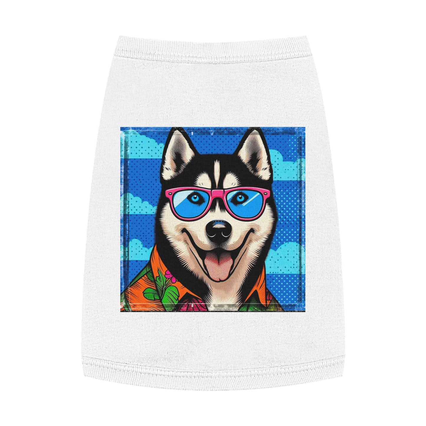 Pet Tank Top Husky cool guy Pets Printify M White