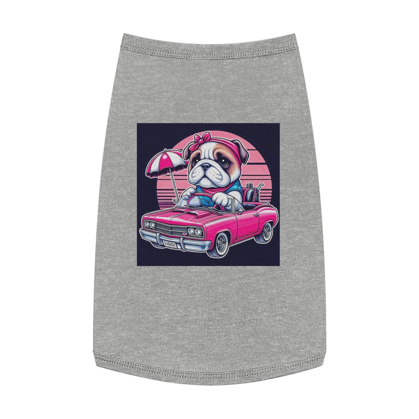 Wacky Pet Tank Top Bulldog tiny pink. car t shirt Pets Printify L Heather