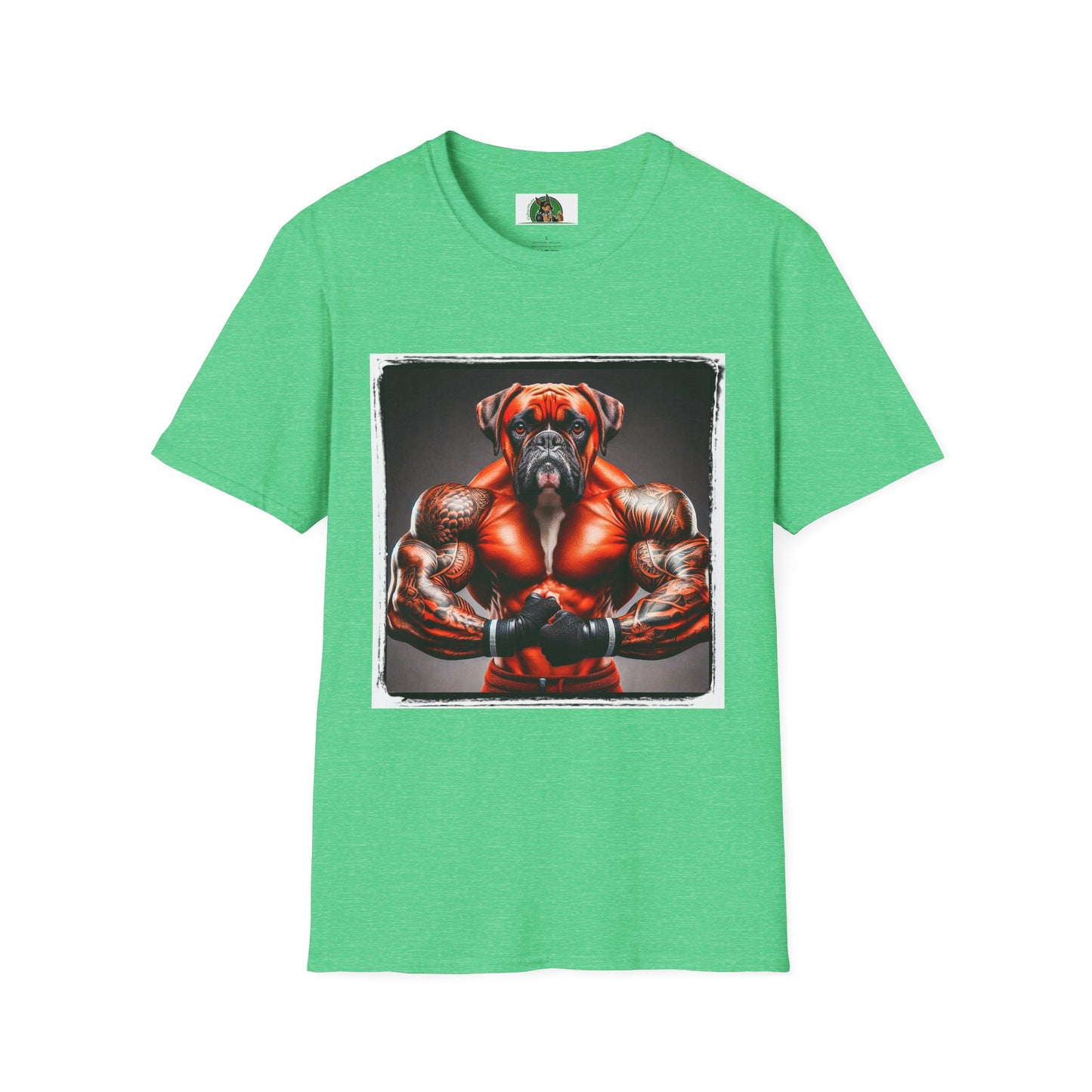 Boxer Muscle Dog Shirt T-Shirt Printify S Heather Irish Green