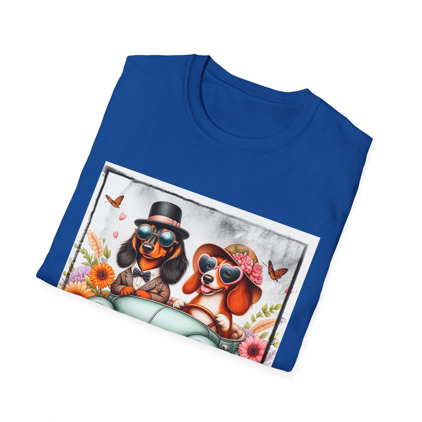 Wacky Dachshund car driving t shirt T-Shirt Printify
