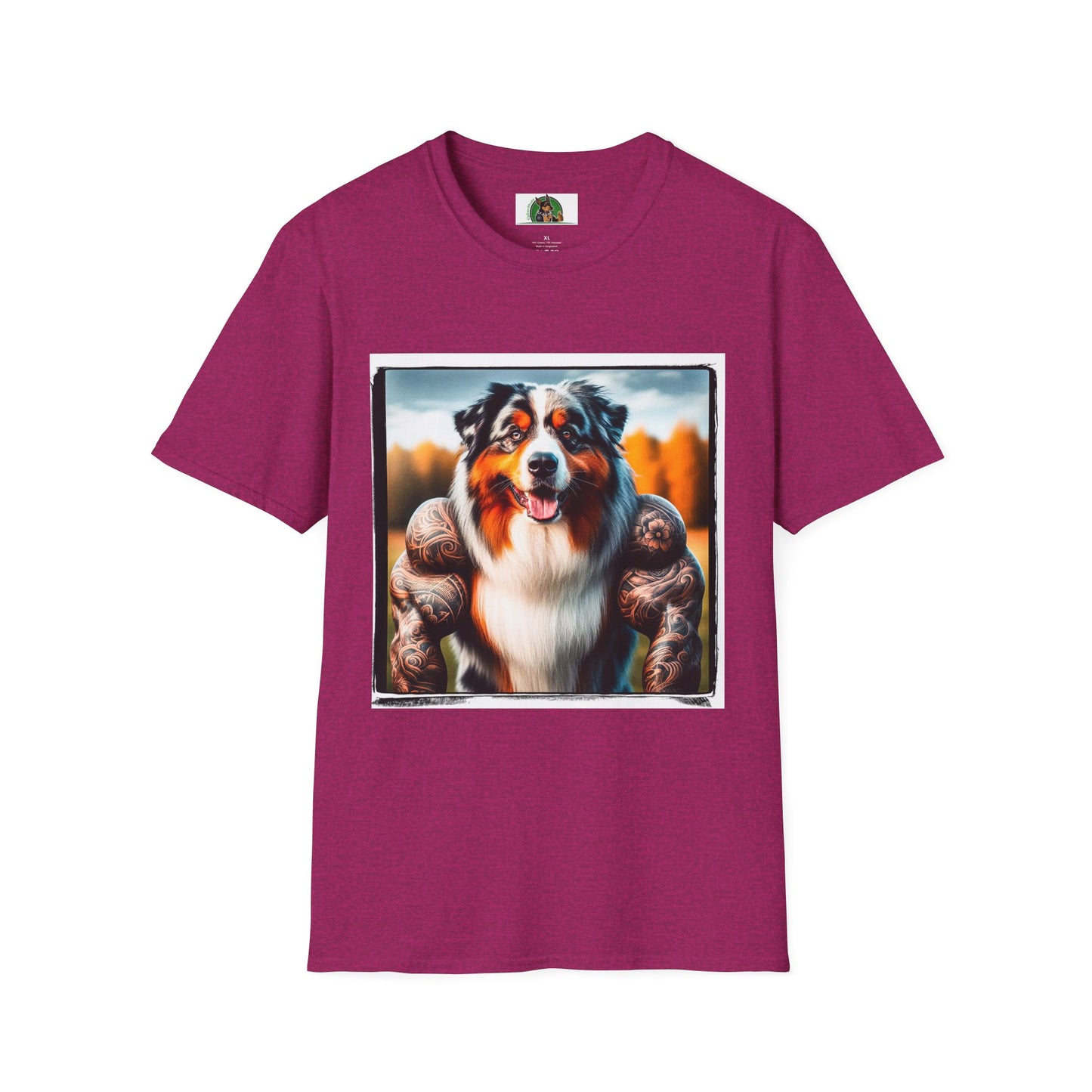 Australian Shepherd Muscle Dog T-Shirt Printify S Antique Heliconia