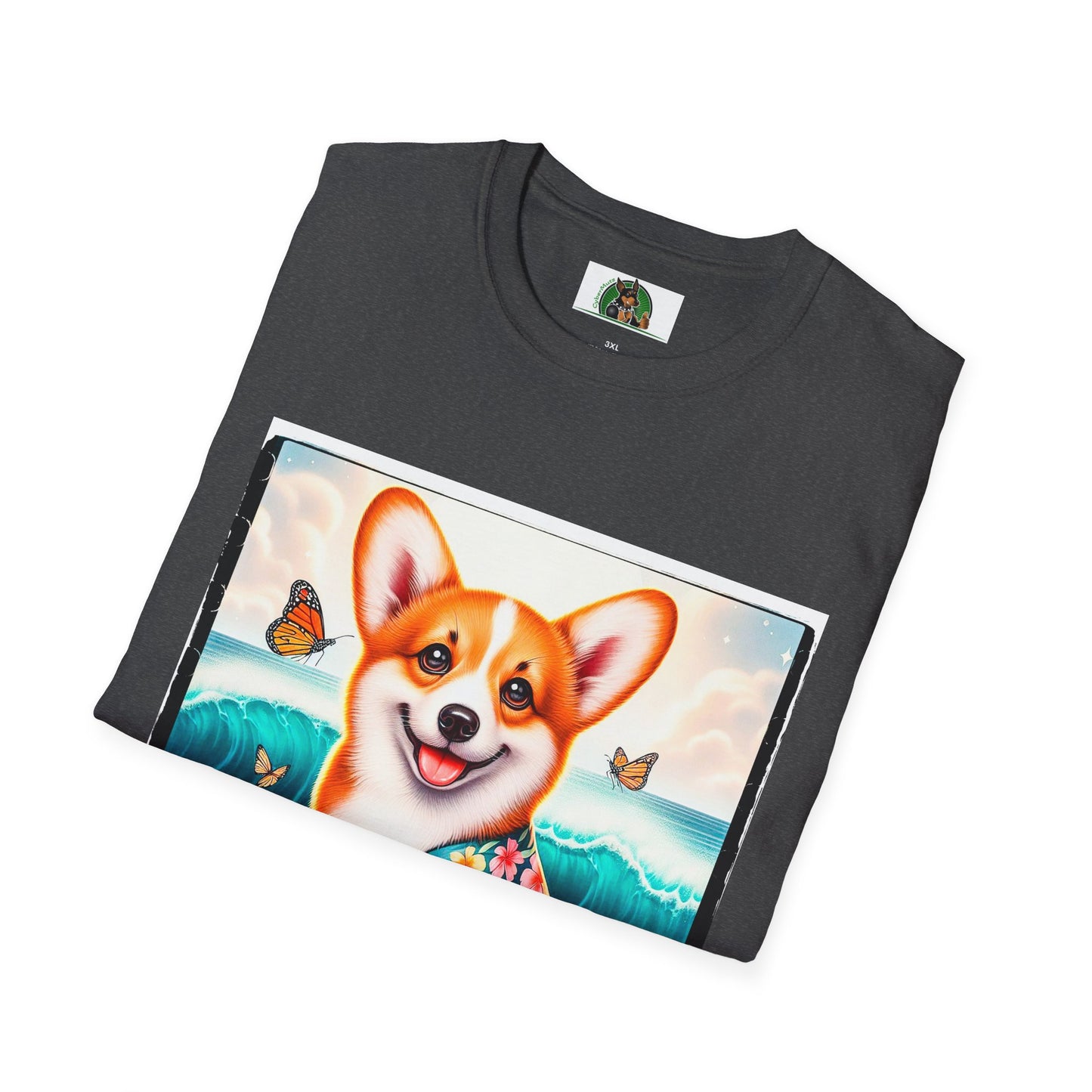 Pembroke Welsh Corgi tiny surfer T-Shirt Printify