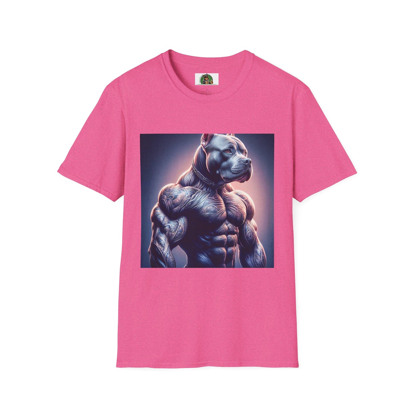 Pit Bull muscles man T-Shirt Printify S Heather Heliconia