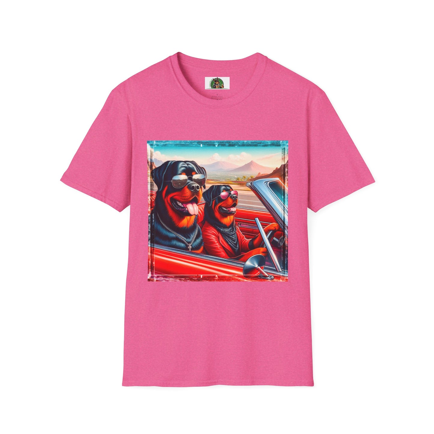 Wacky Rottweiler driving friends shirt T-Shirt Printify S Heather Heliconia