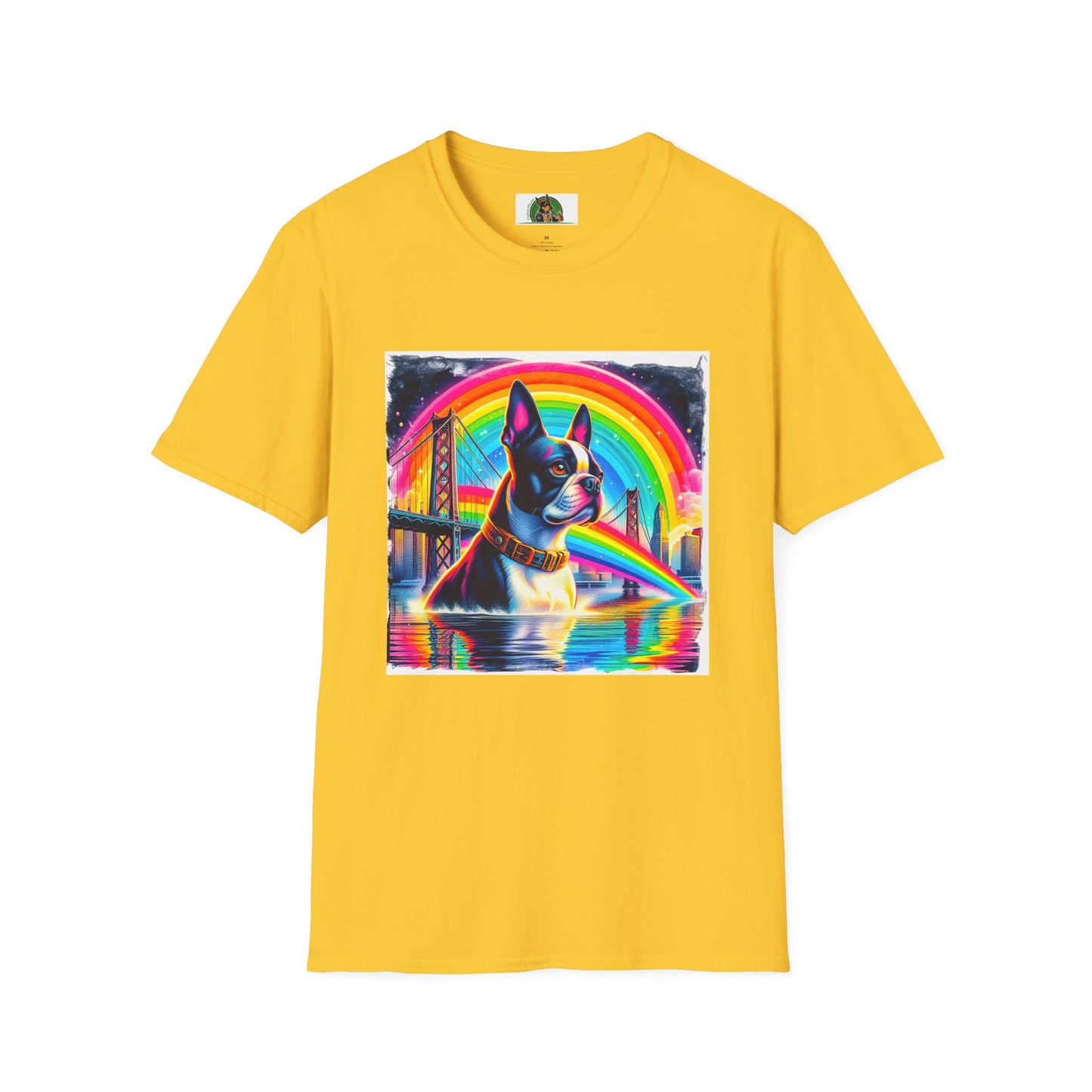 Boston Terrier Rainbow Bridge Dog At Beach T-Shirt Printify S Daisy