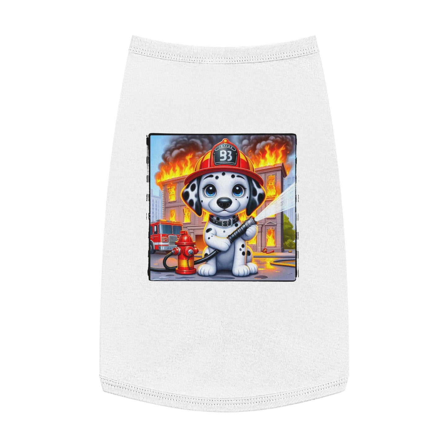Pet Tank Top Dalmatian small fireman t shirt Pets Printify L White