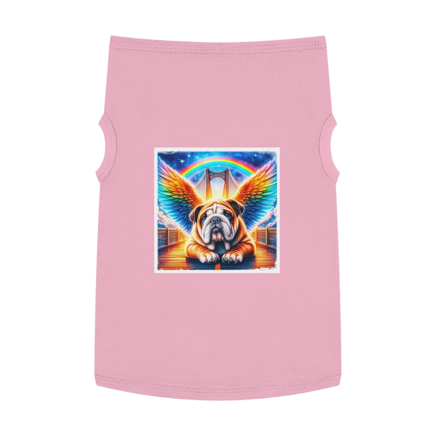 Pet Tank Top Bulldog rainbow bridge t shirt Pets Printify XL Pink