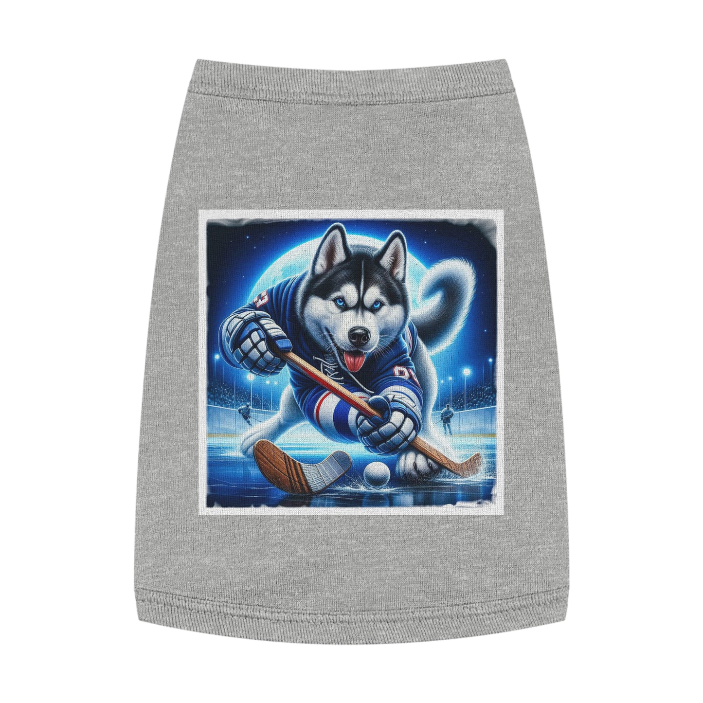 Pet Tank Top Husky hockey player Pets Printify M Heather