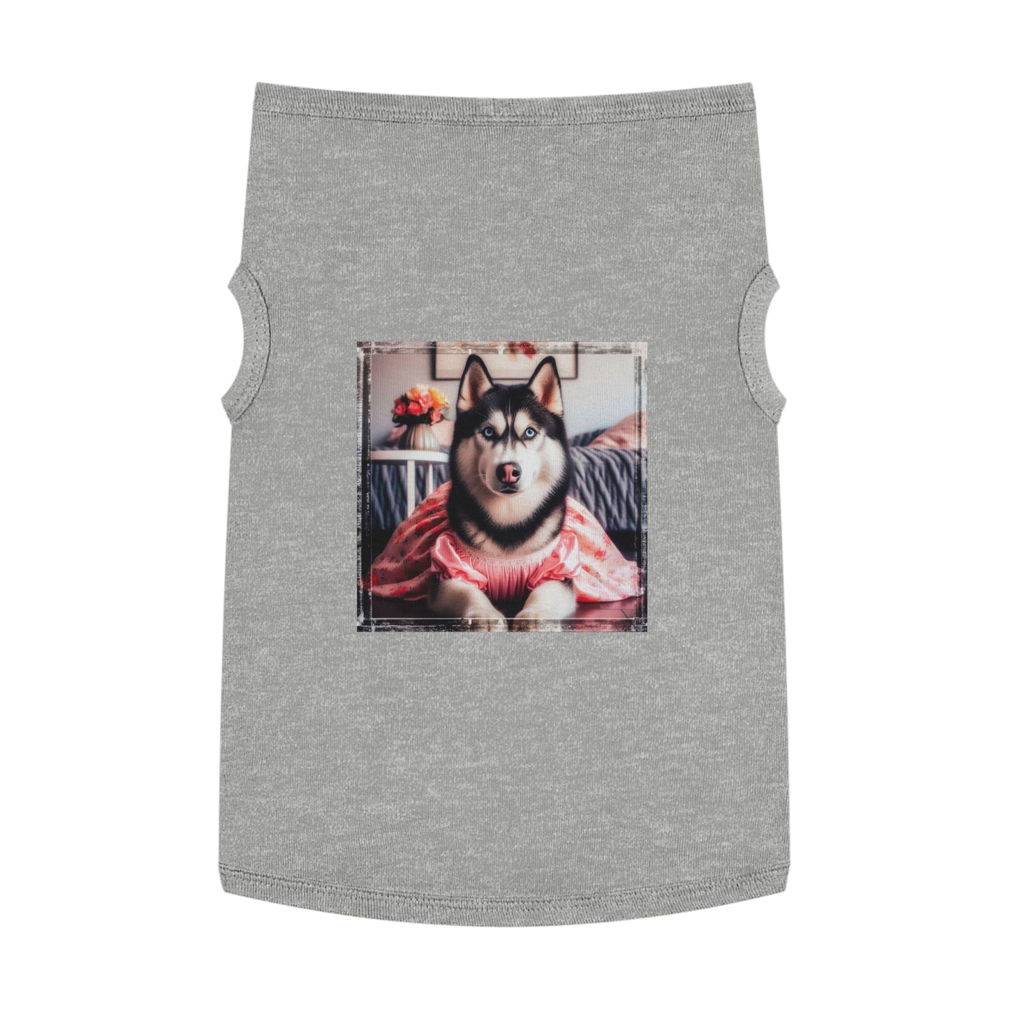 Pet Tank Top Husky pretty pink dress Pets Printify XL Heather