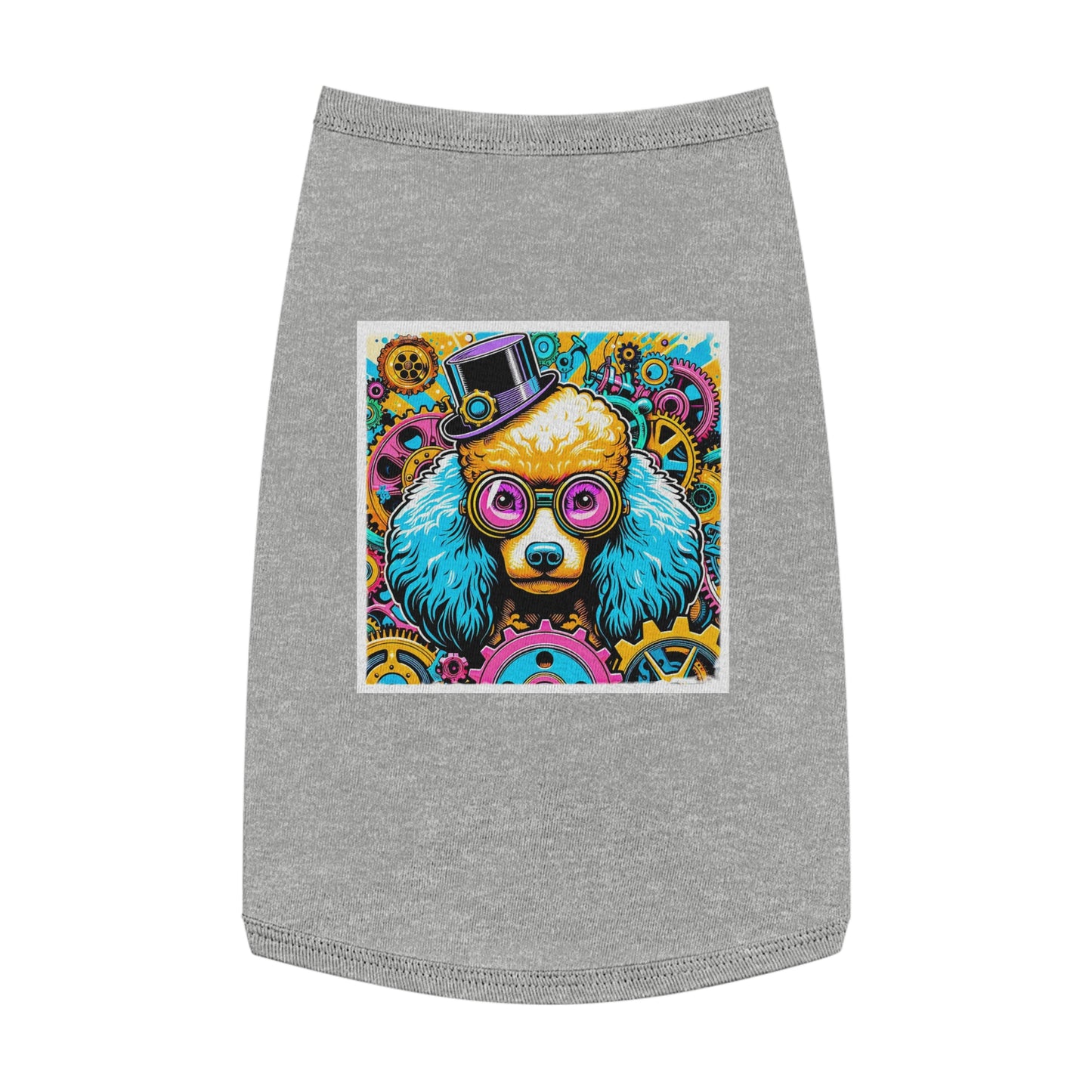 Pet Tank Top Poodle pink and blue steam punk Pets Printify L Heather