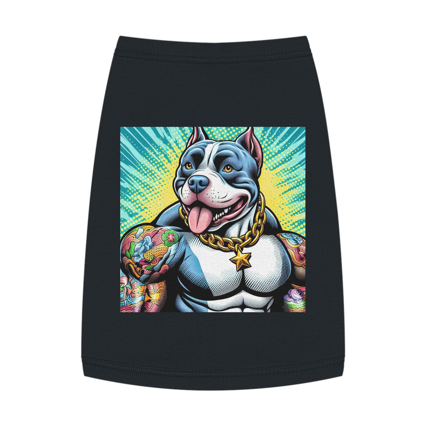 Pet Tank Top Pit Bull huge muscles shirt Pets Printify M Black