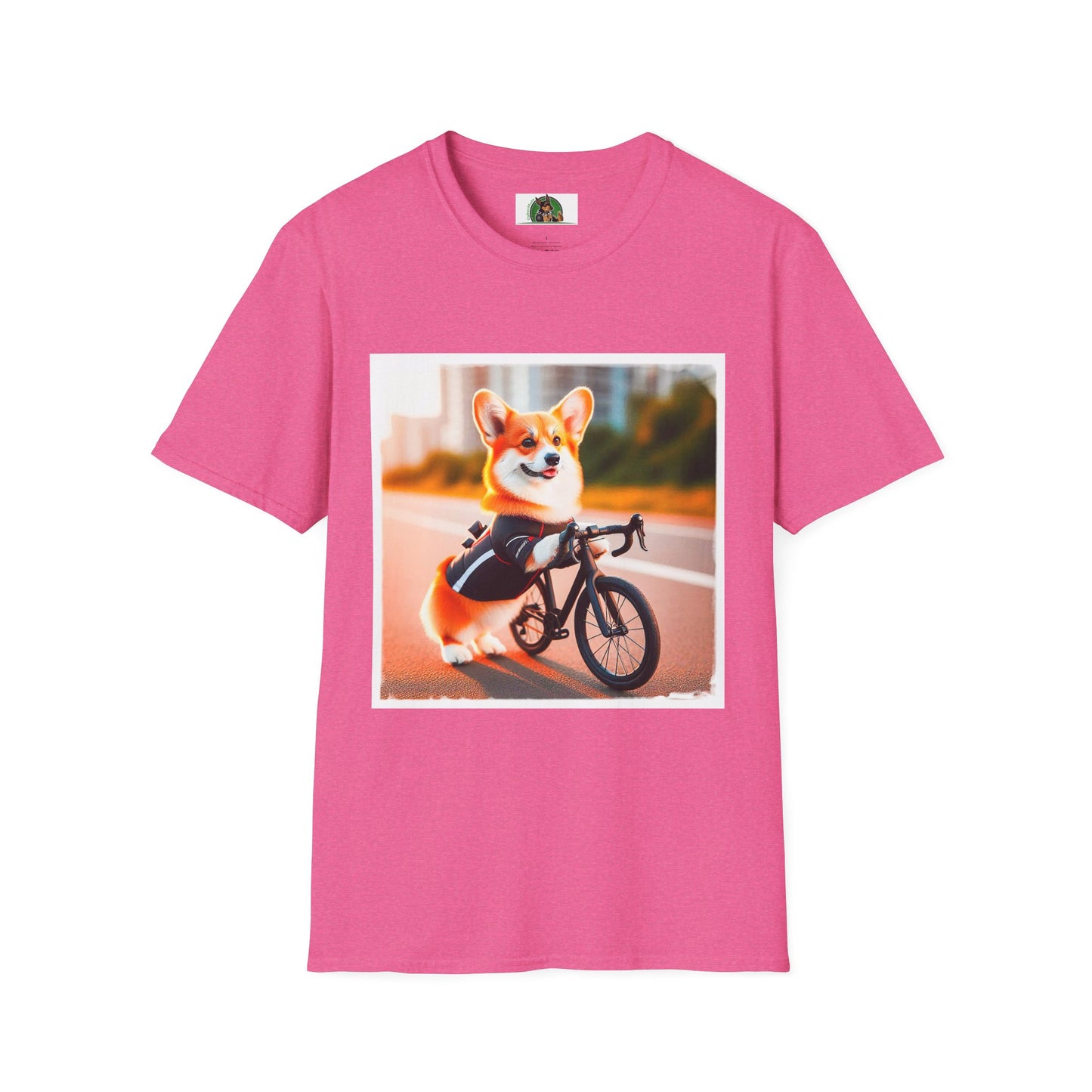 Pembroke Welsh Corgi tiny bike shirt T-Shirt Printify S Heather Heliconia