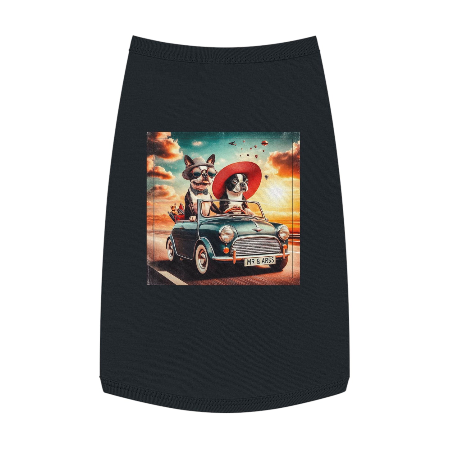 Wacky Boston Terrier Dog Driving in Car Tank Top For Pet Pets Printify L Black