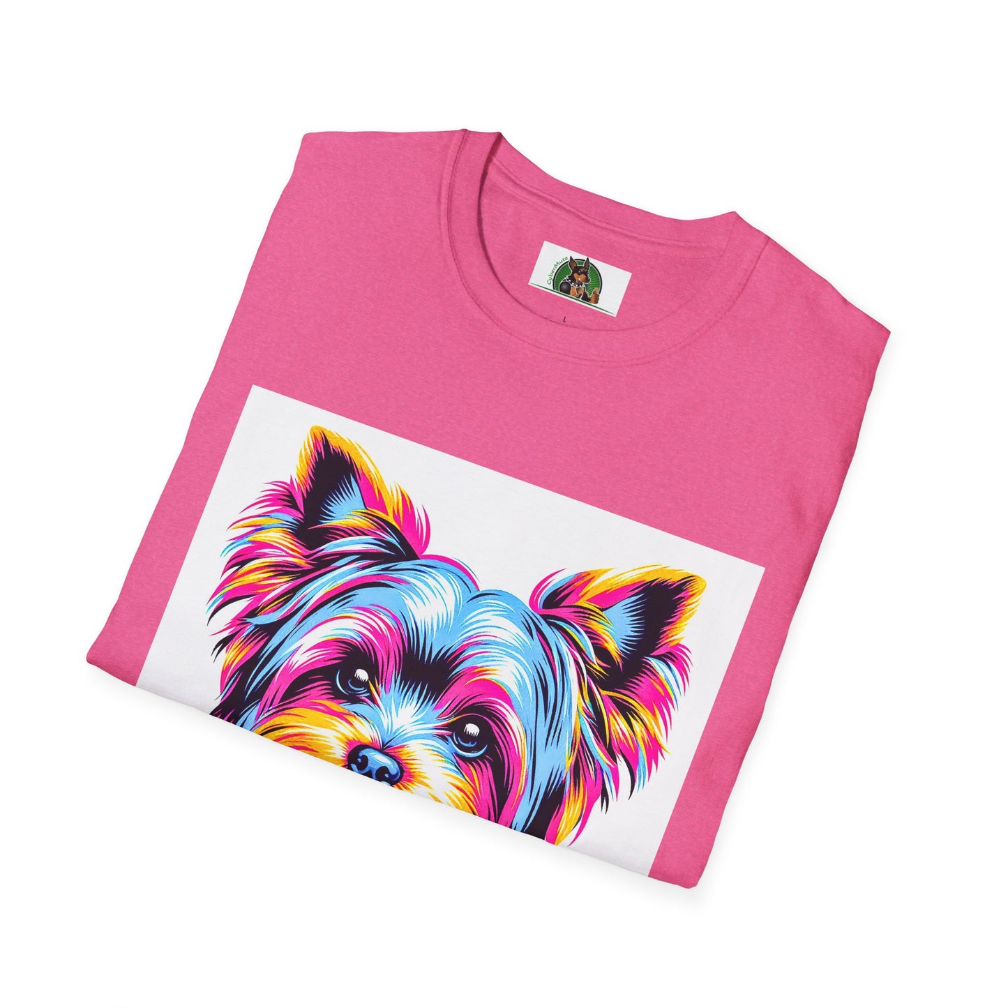 Yorkie pink and blue shirt