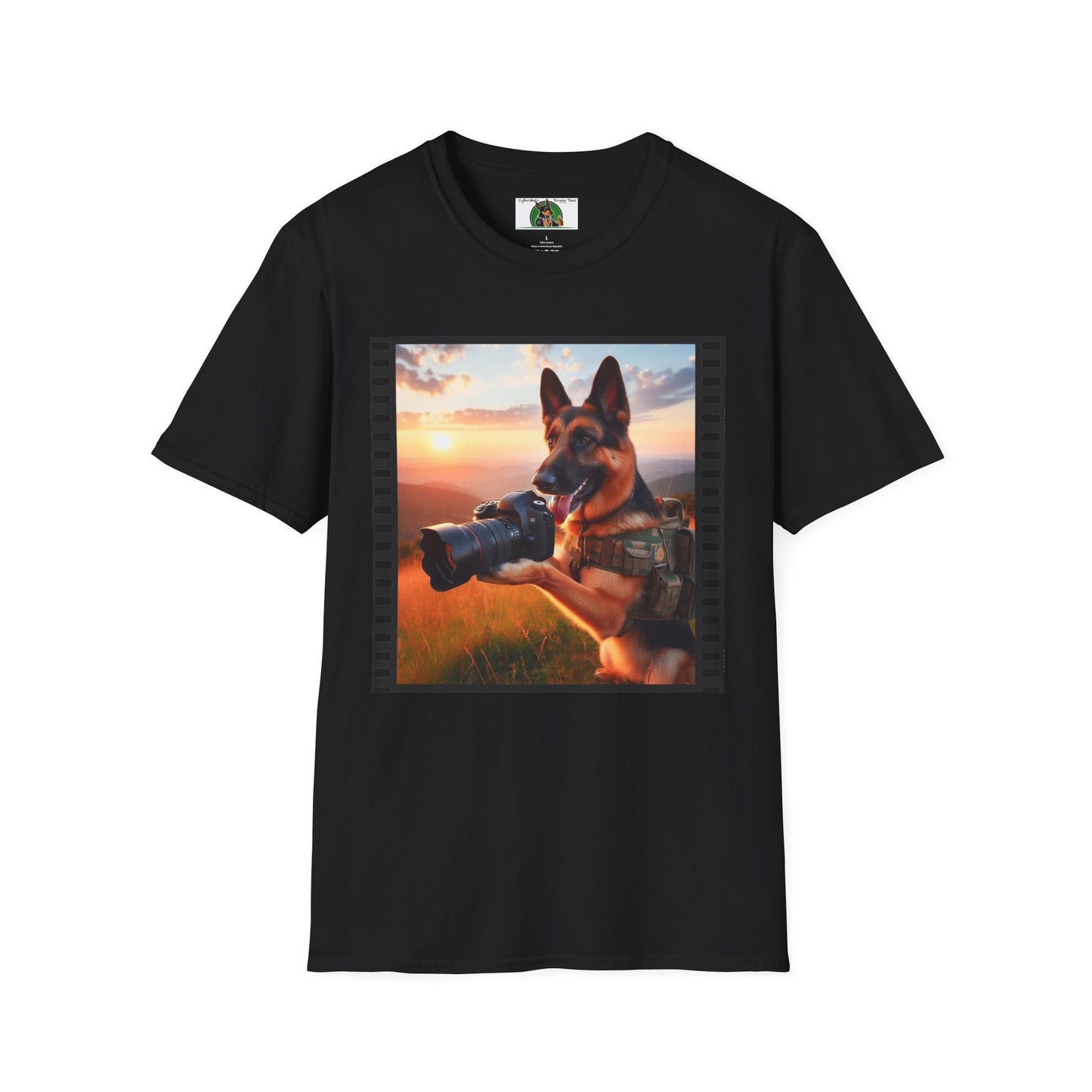 German Shepherd Dog Photographer Unisex Softstyle T-Shirt T-Shirt Printify S Black