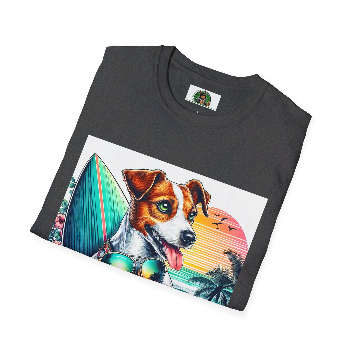 Jack Russell Sunset Surfer T-Shirt Printify