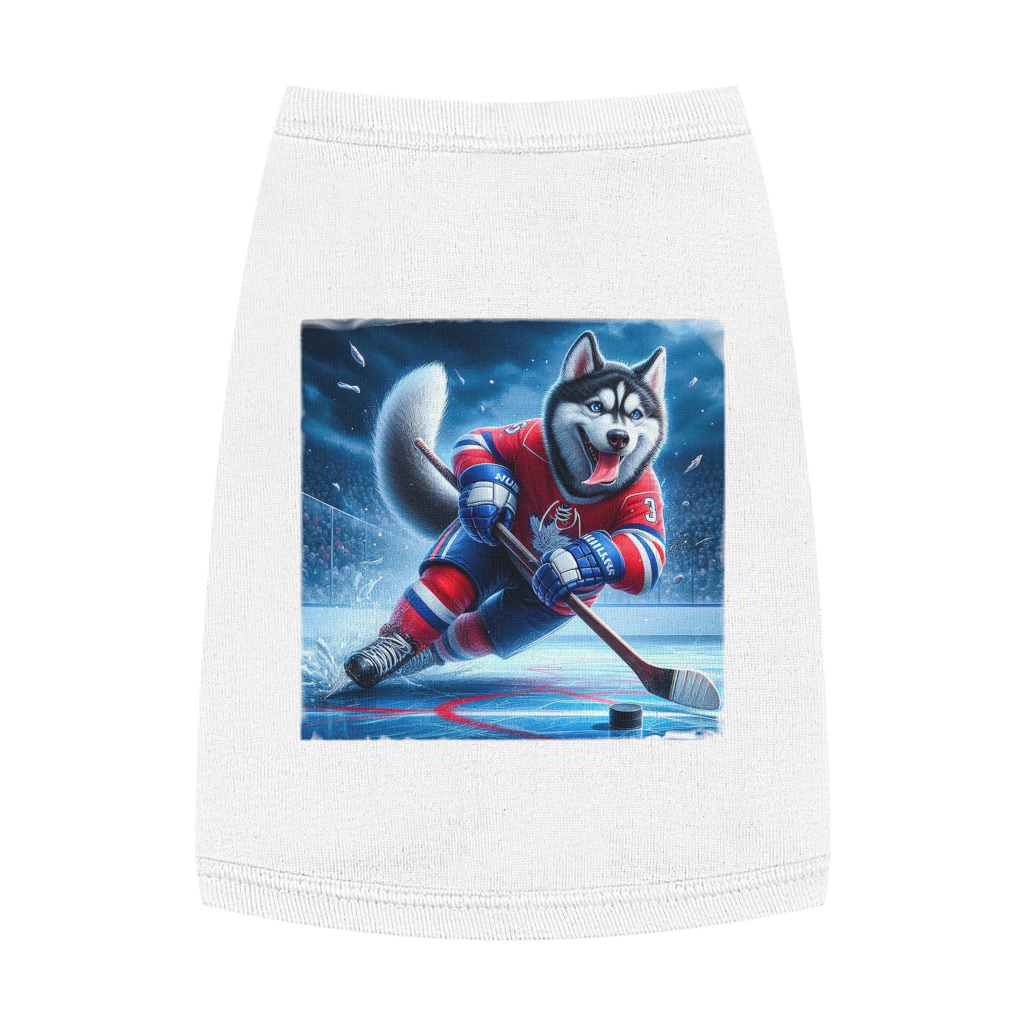 Pet Tank Top Husky hockey Pets Printify M White
